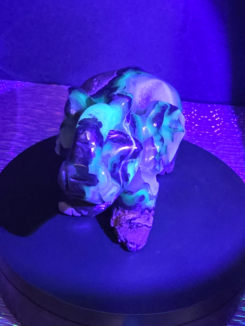 Volcano Agate Druzy Elephant Carving