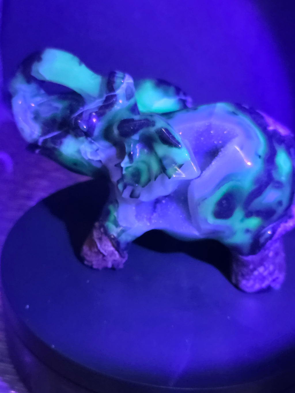 Volcano Agate Druzy Elephant Carving