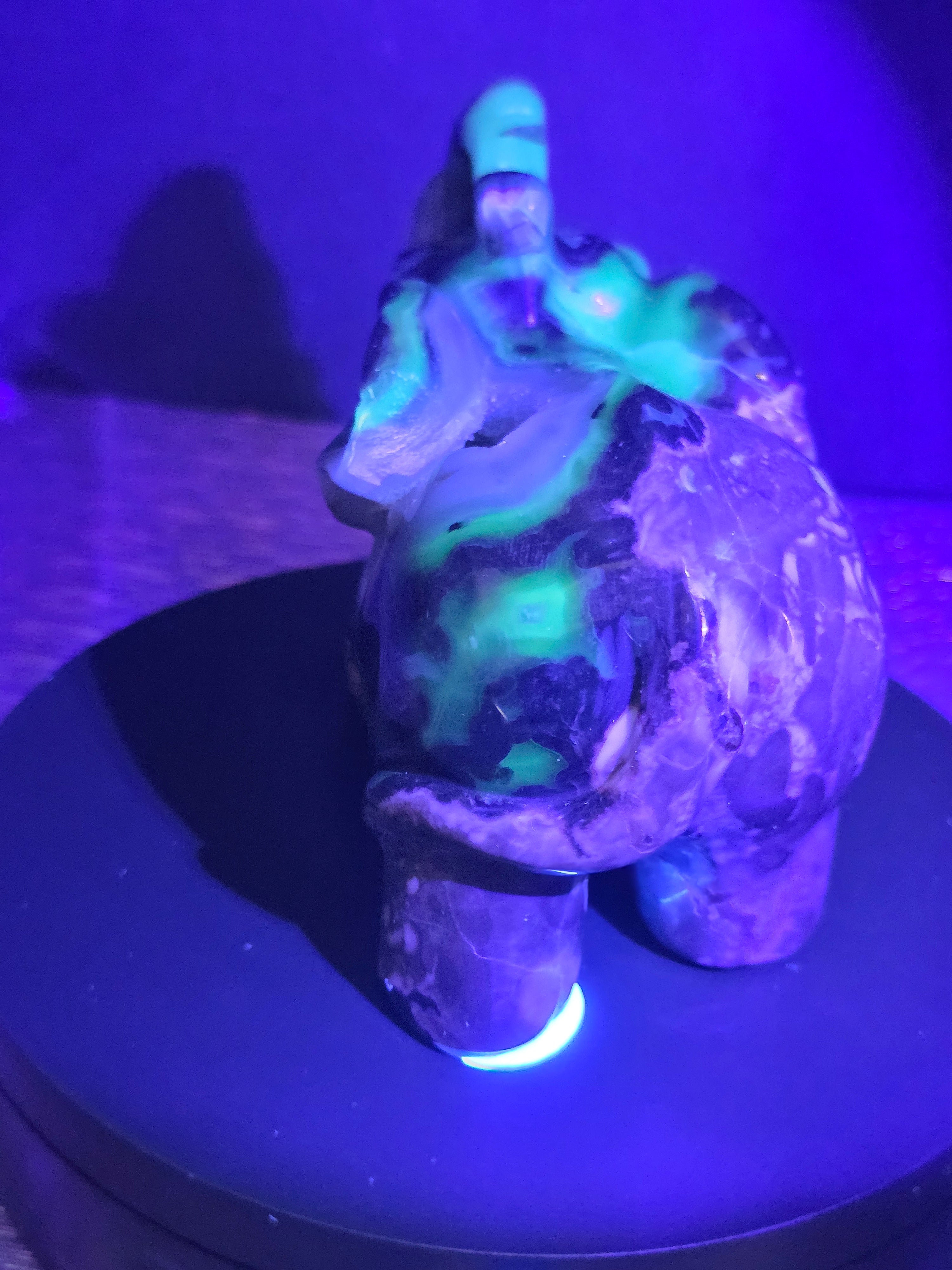 Volcano Agate Druzy Elephant Carving