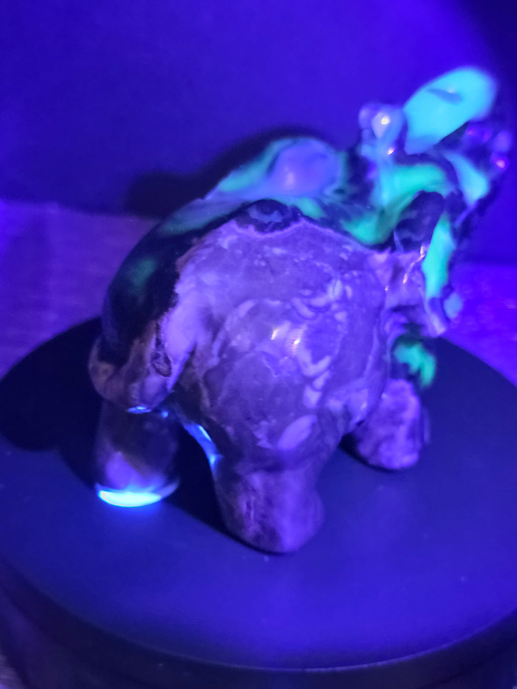 Volcano Agate Druzy Elephant Carving