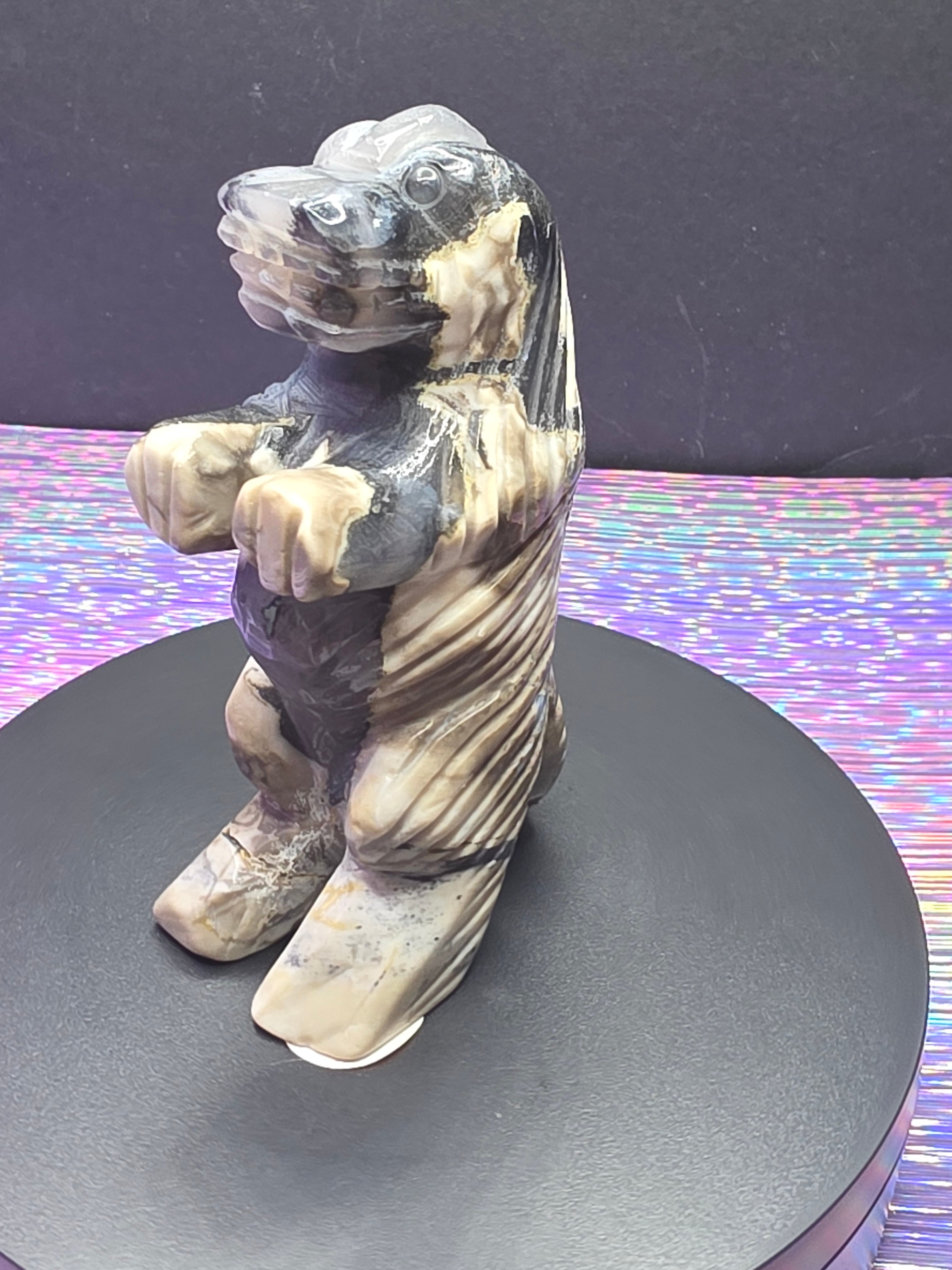 Volcano Agate Standing Godzilla Carving