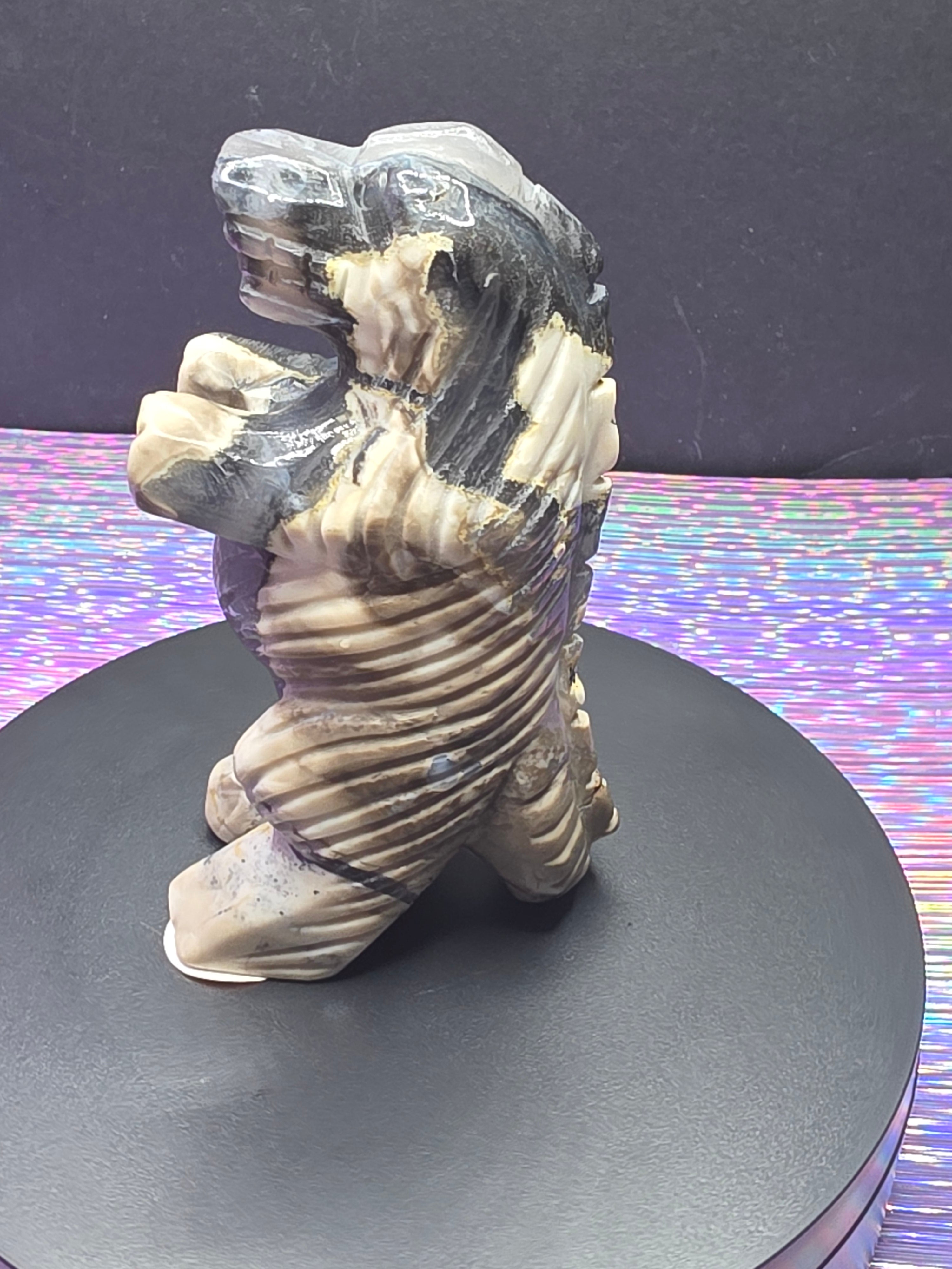 Volcano Agate Standing Godzilla Carving