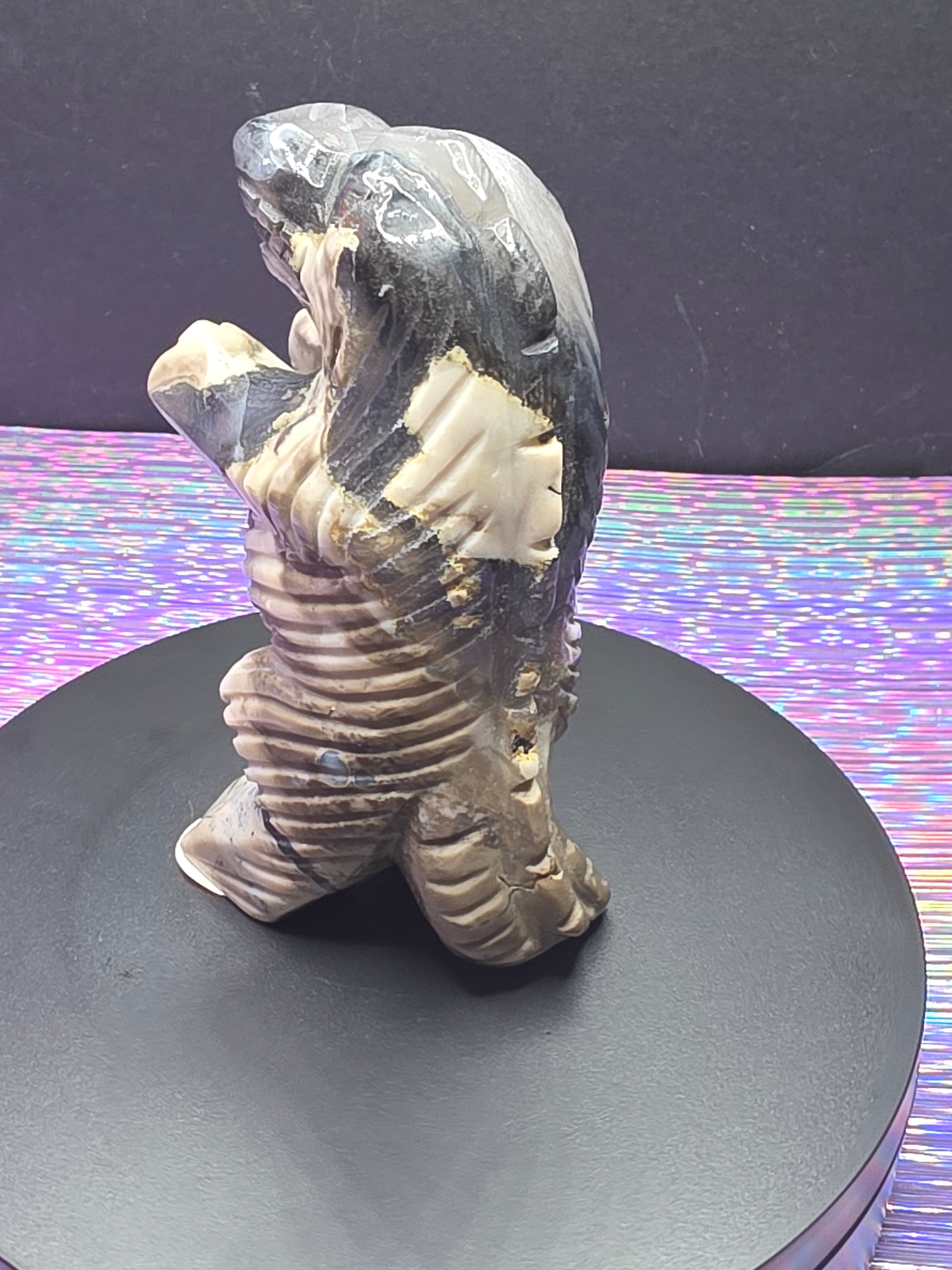 Volcano Agate Standing Godzilla Carving