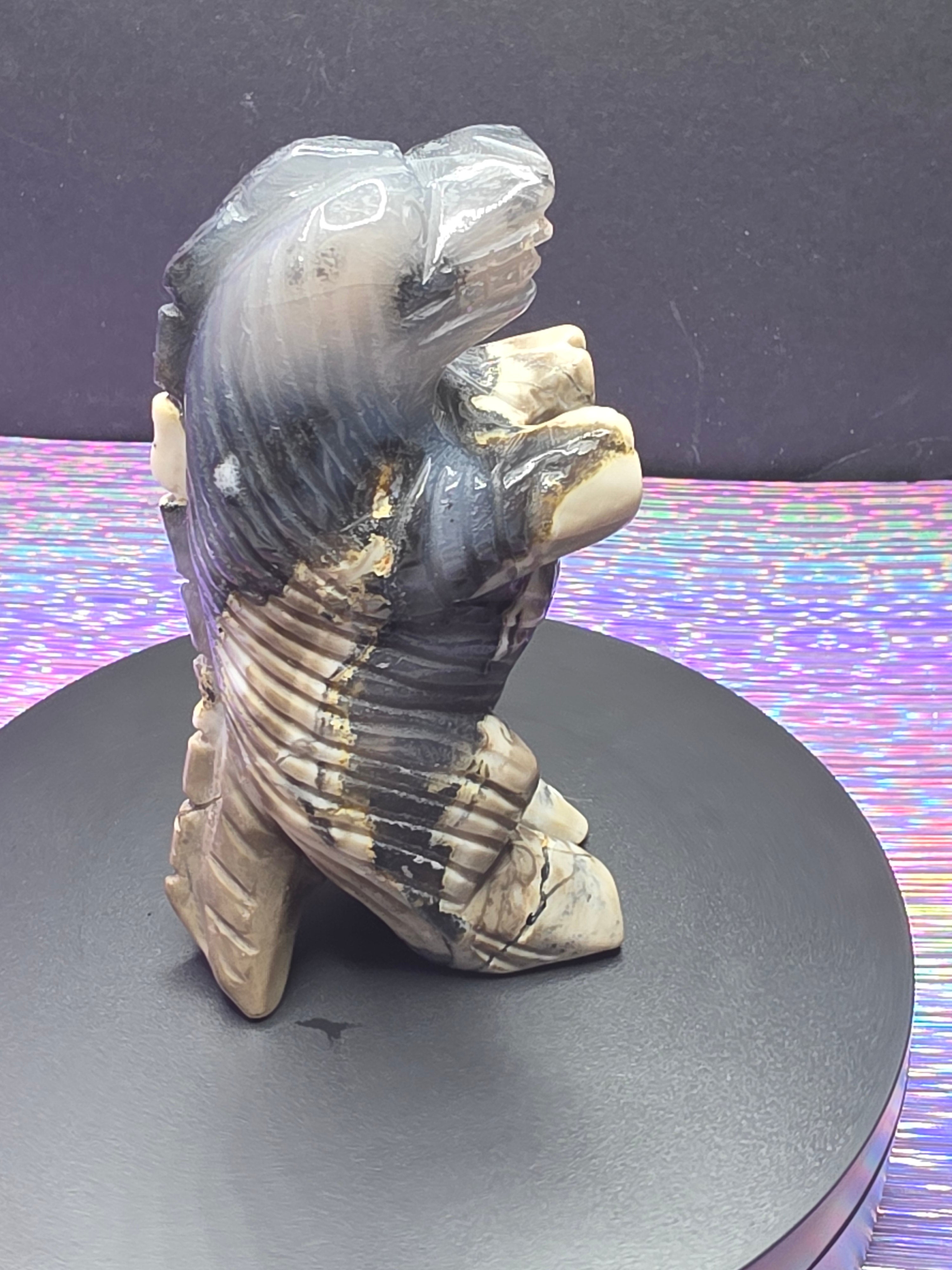 Volcano Agate Standing Godzilla Carving