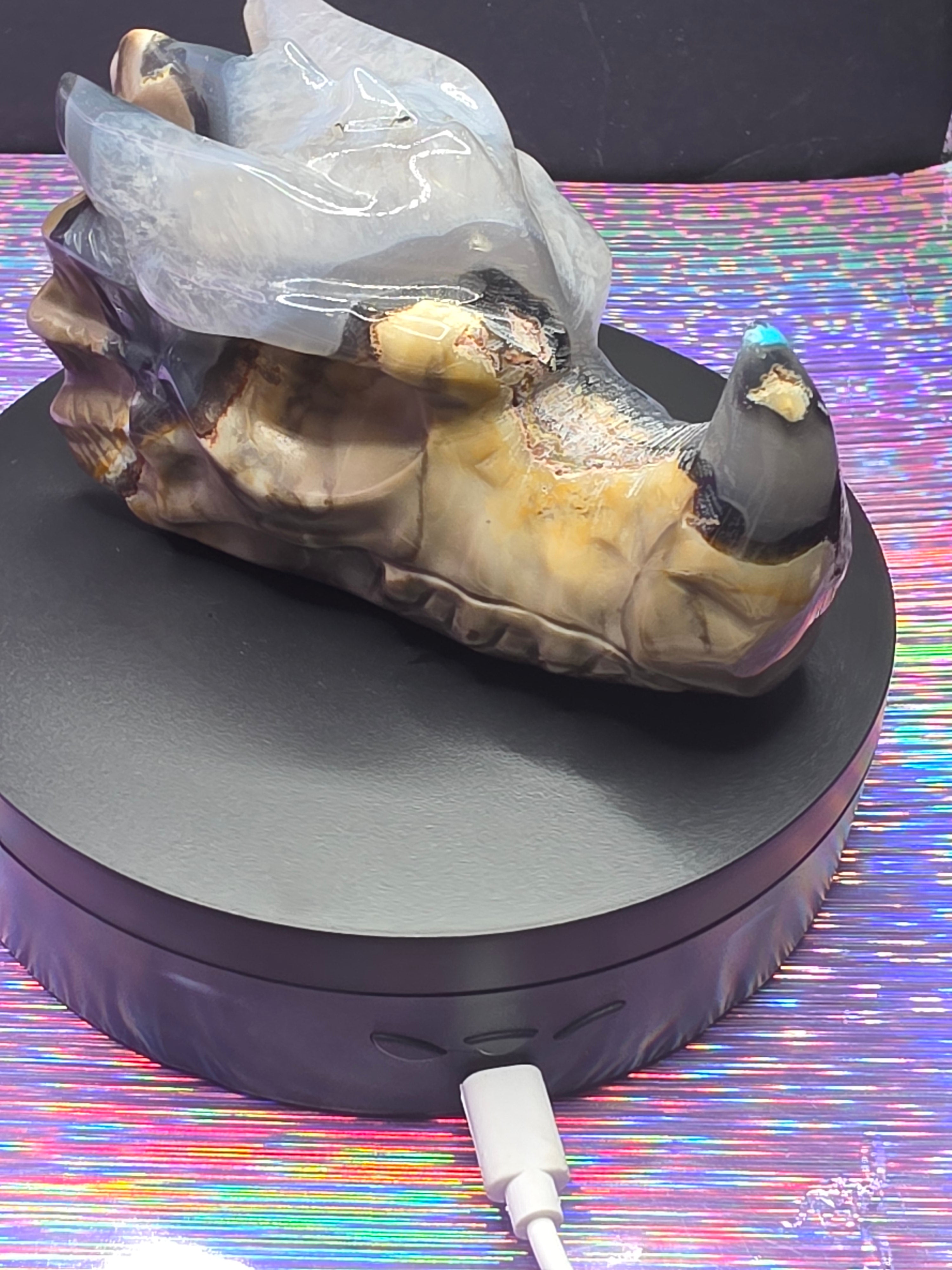 Volcano Agate Dragon Head Carving