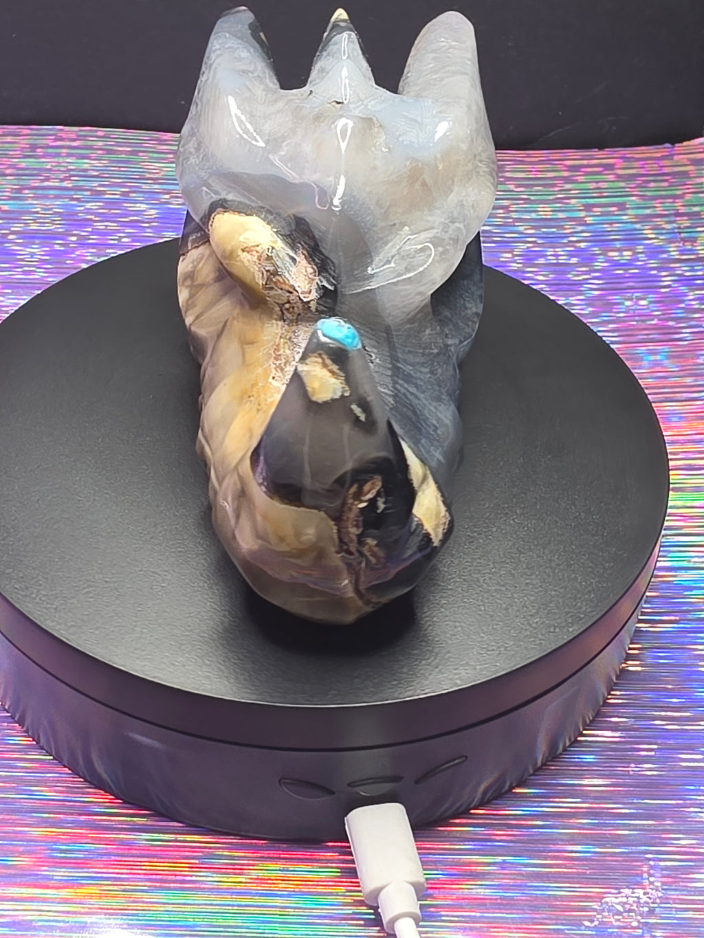 Volcano Agate Dragon Head Carving
