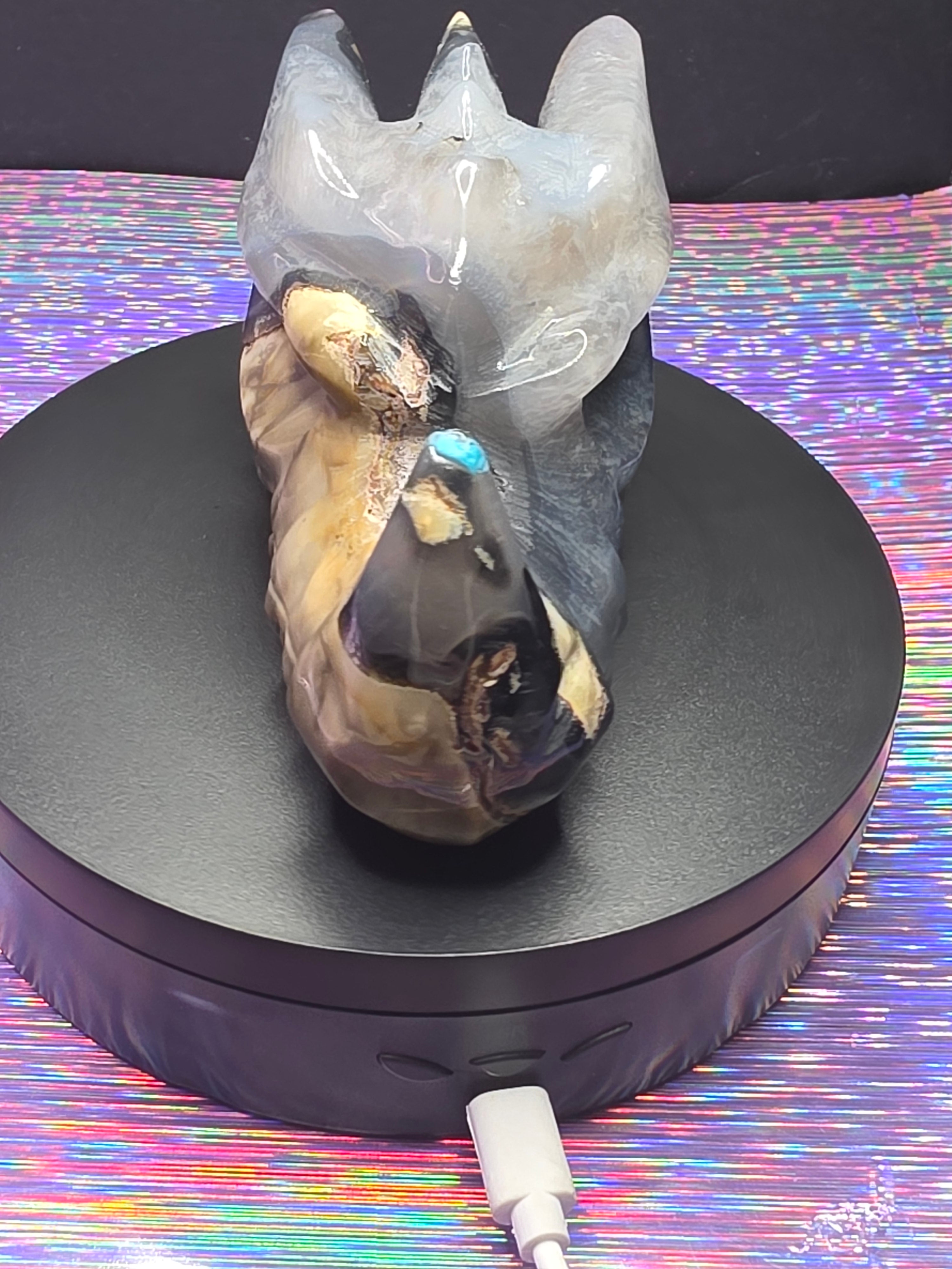 Volcano Agate Dragon Head Carving