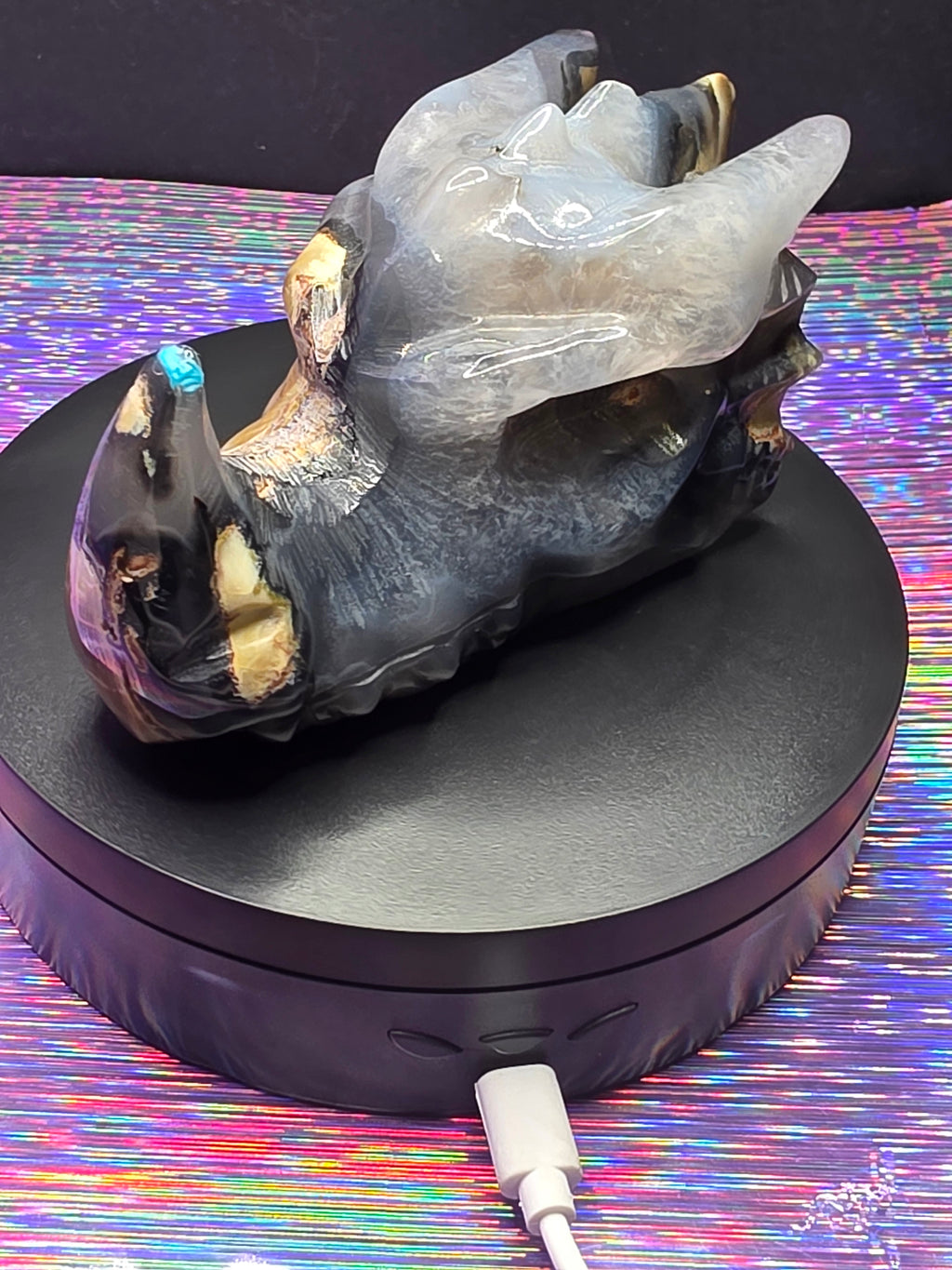 Volcano Agate Dragon Head Carving
