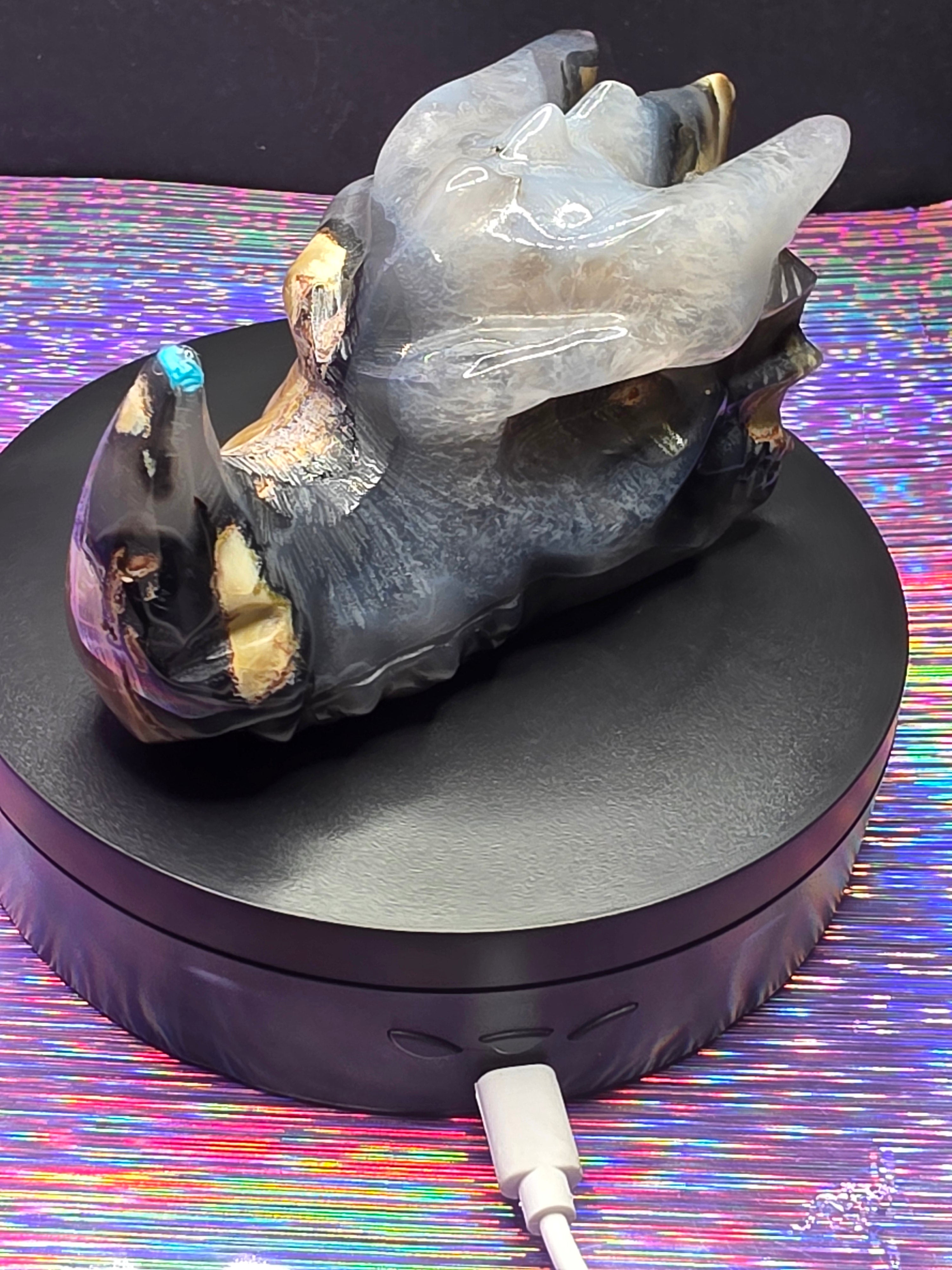 Volcano Agate Dragon Head Carving