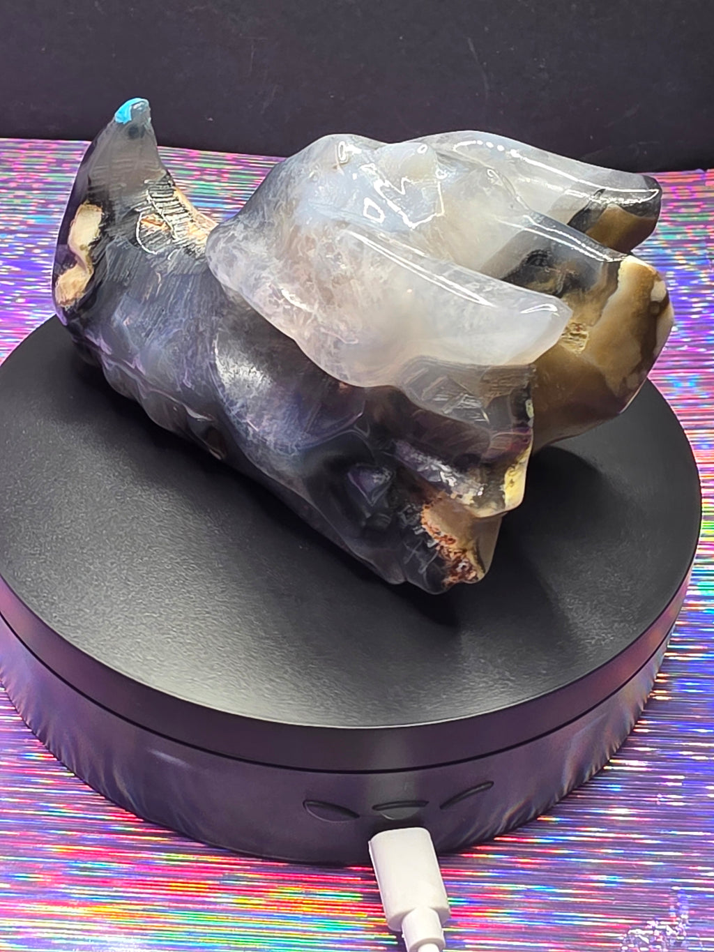 Volcano Agate Dragon Head Carving