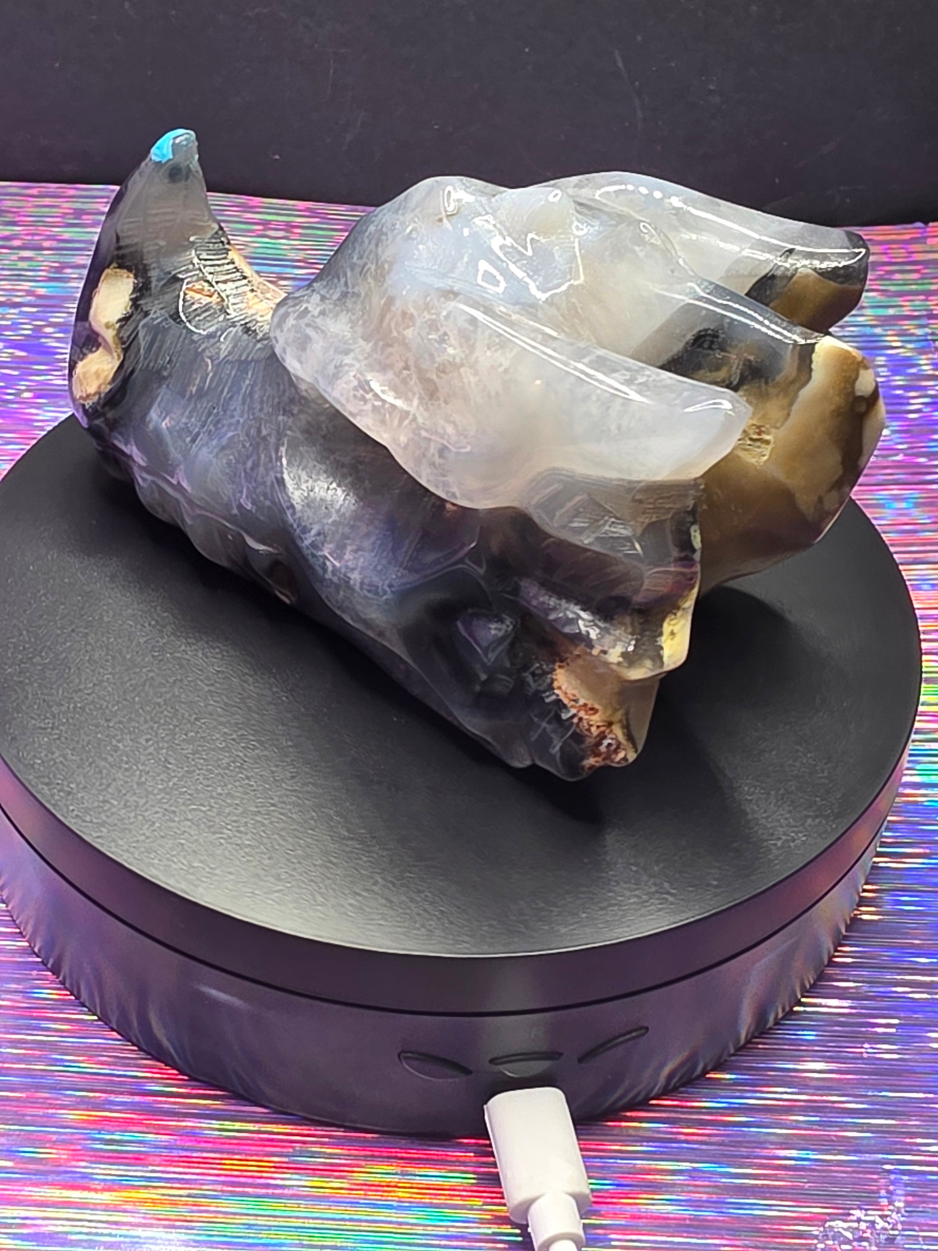 Volcano Agate Dragon Head Carving