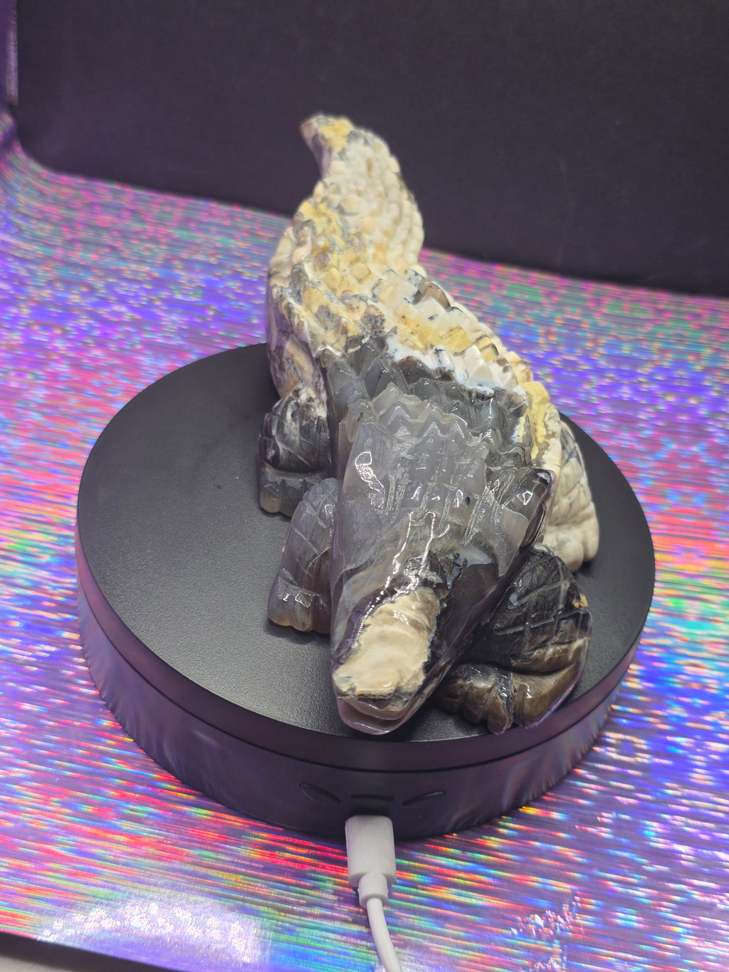Volcano Agate Large Alligator Carving