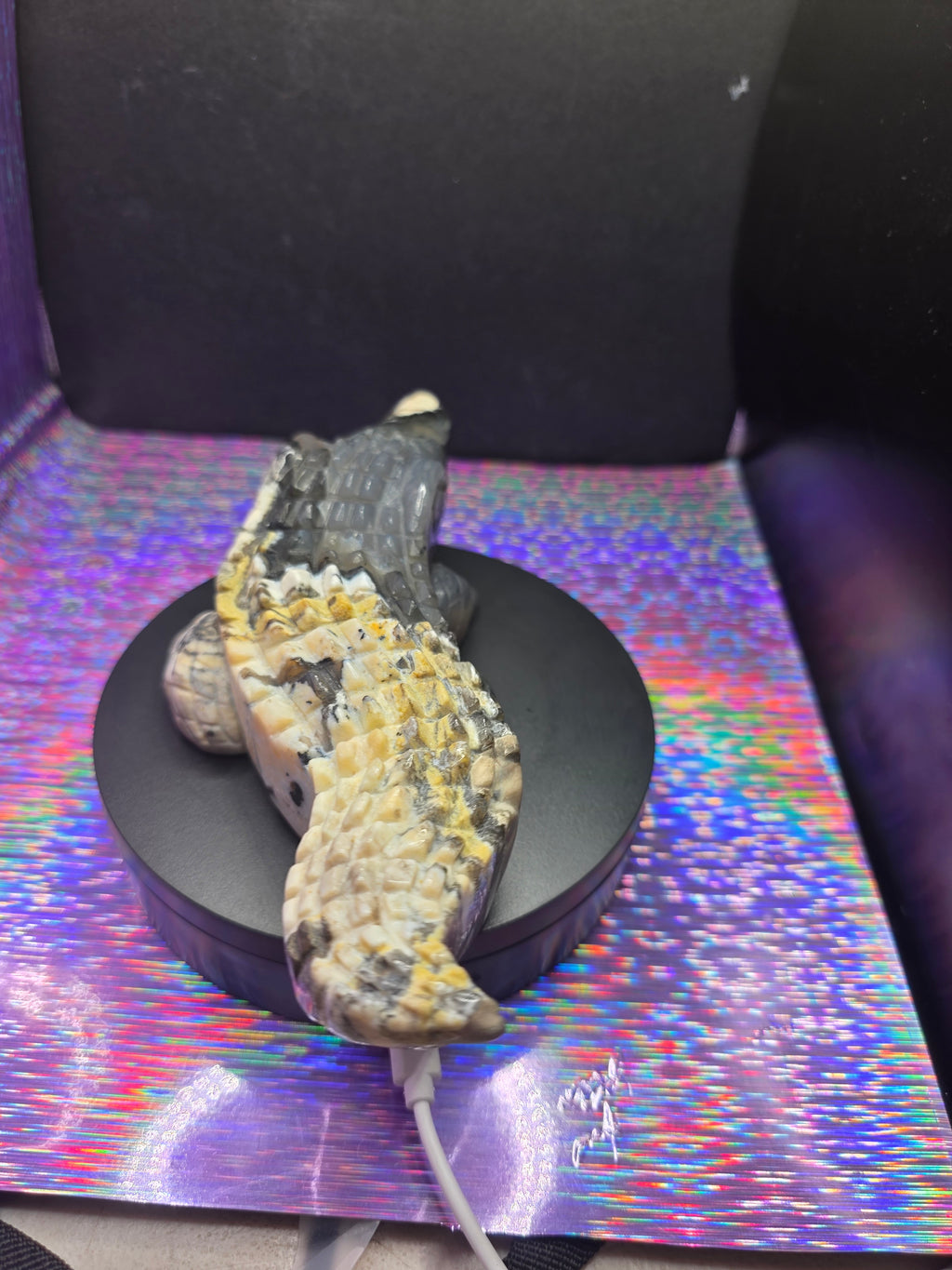 Volcano Agate Large Alligator Carving