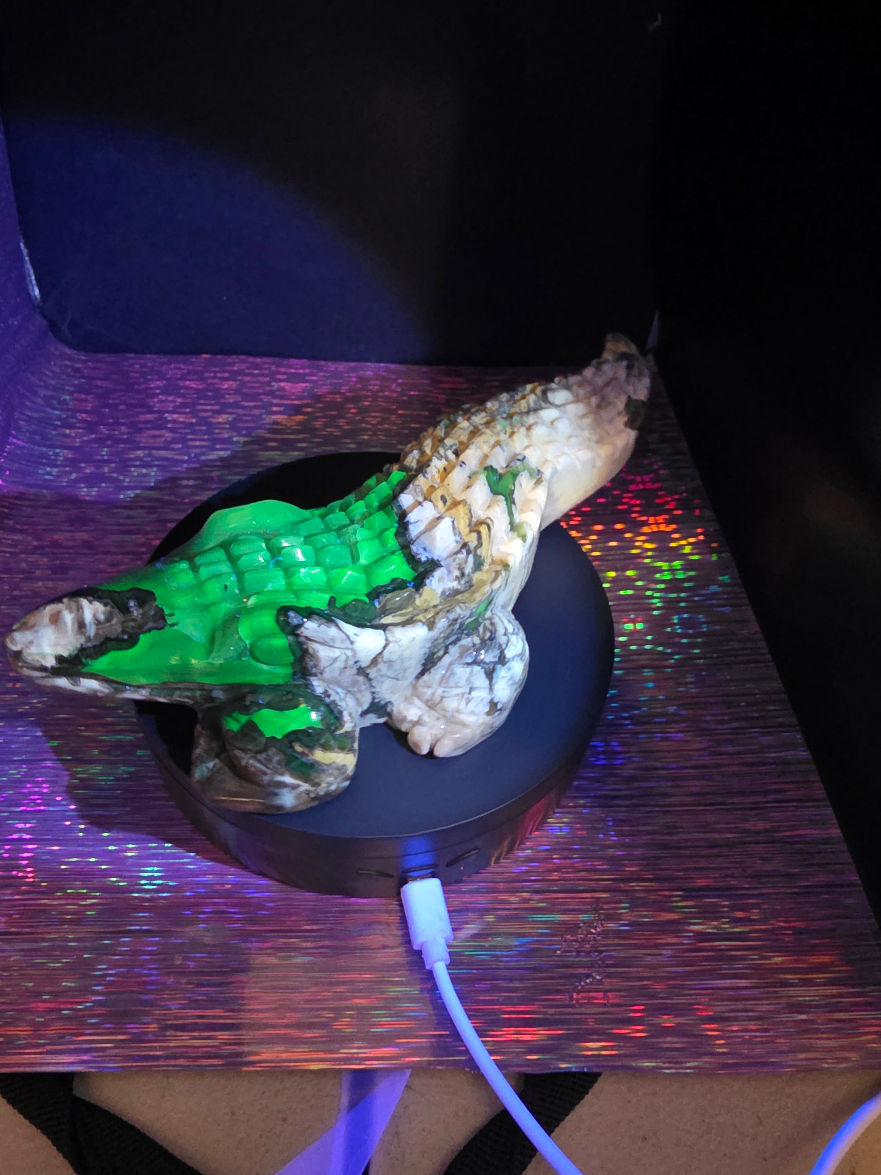 Volcano Agate Large Alligator Carving
