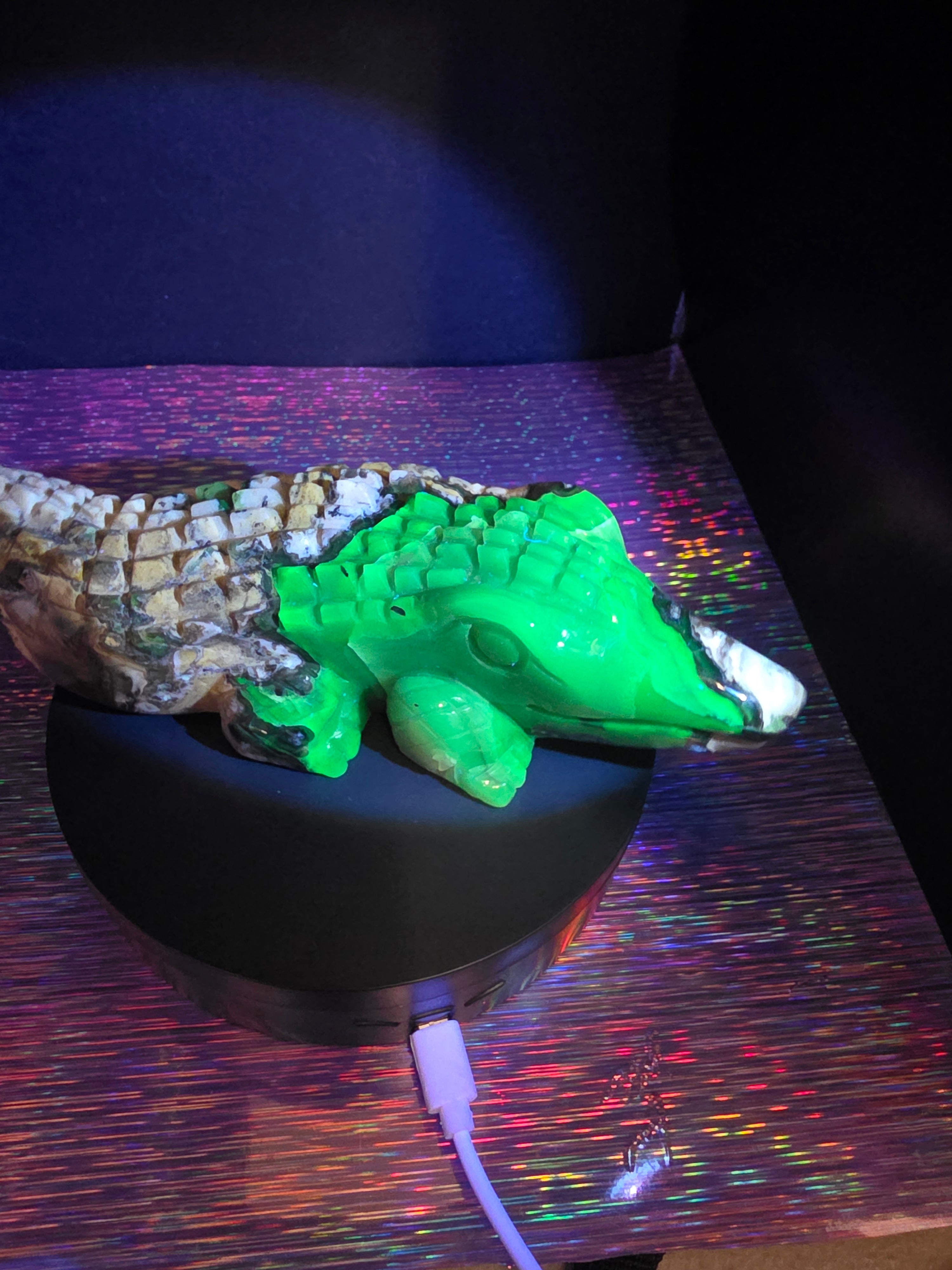 Volcano Agate Large Alligator Carving