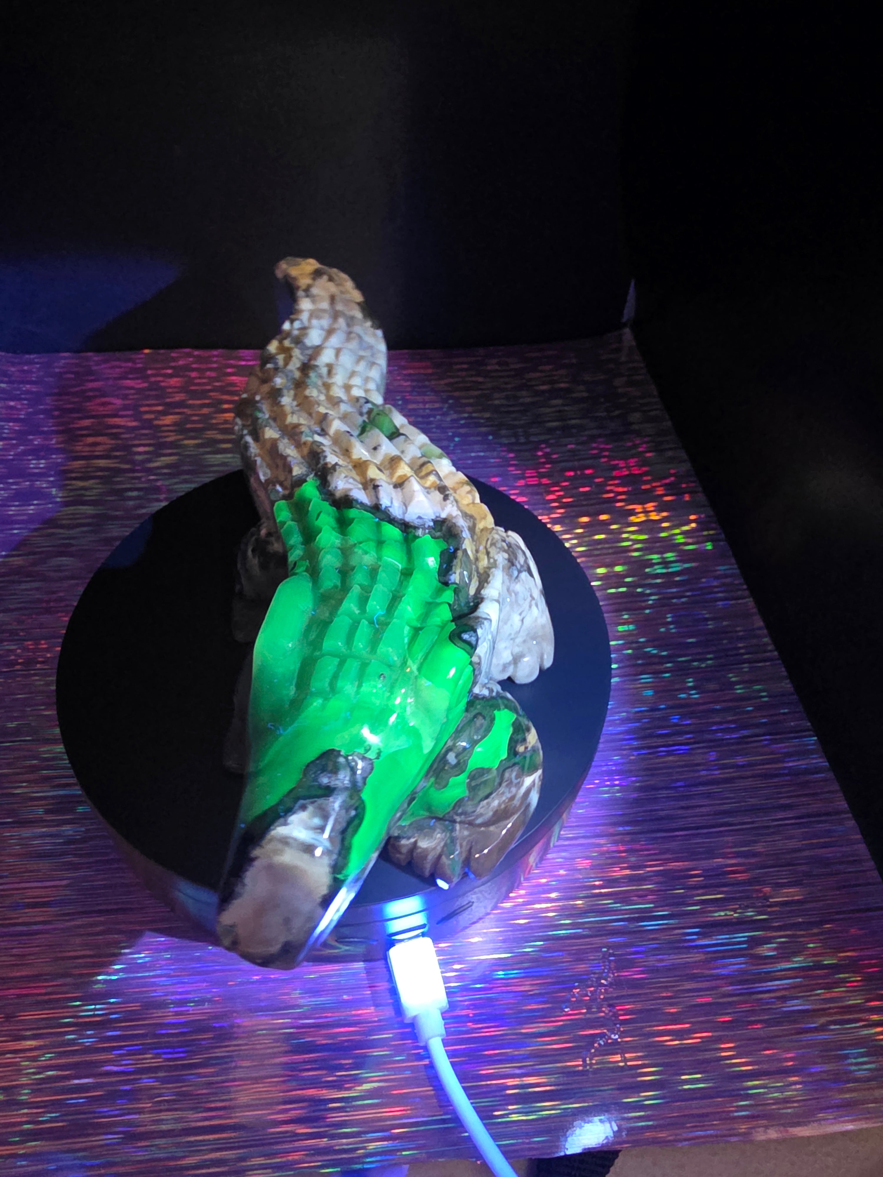 Volcano Agate Large Alligator Carving