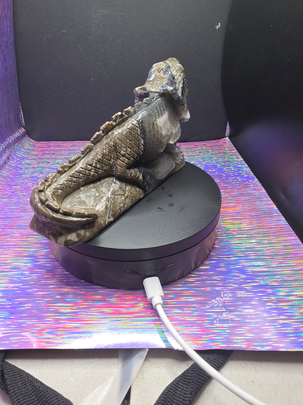 Volcano Agate Large Lizard Carving