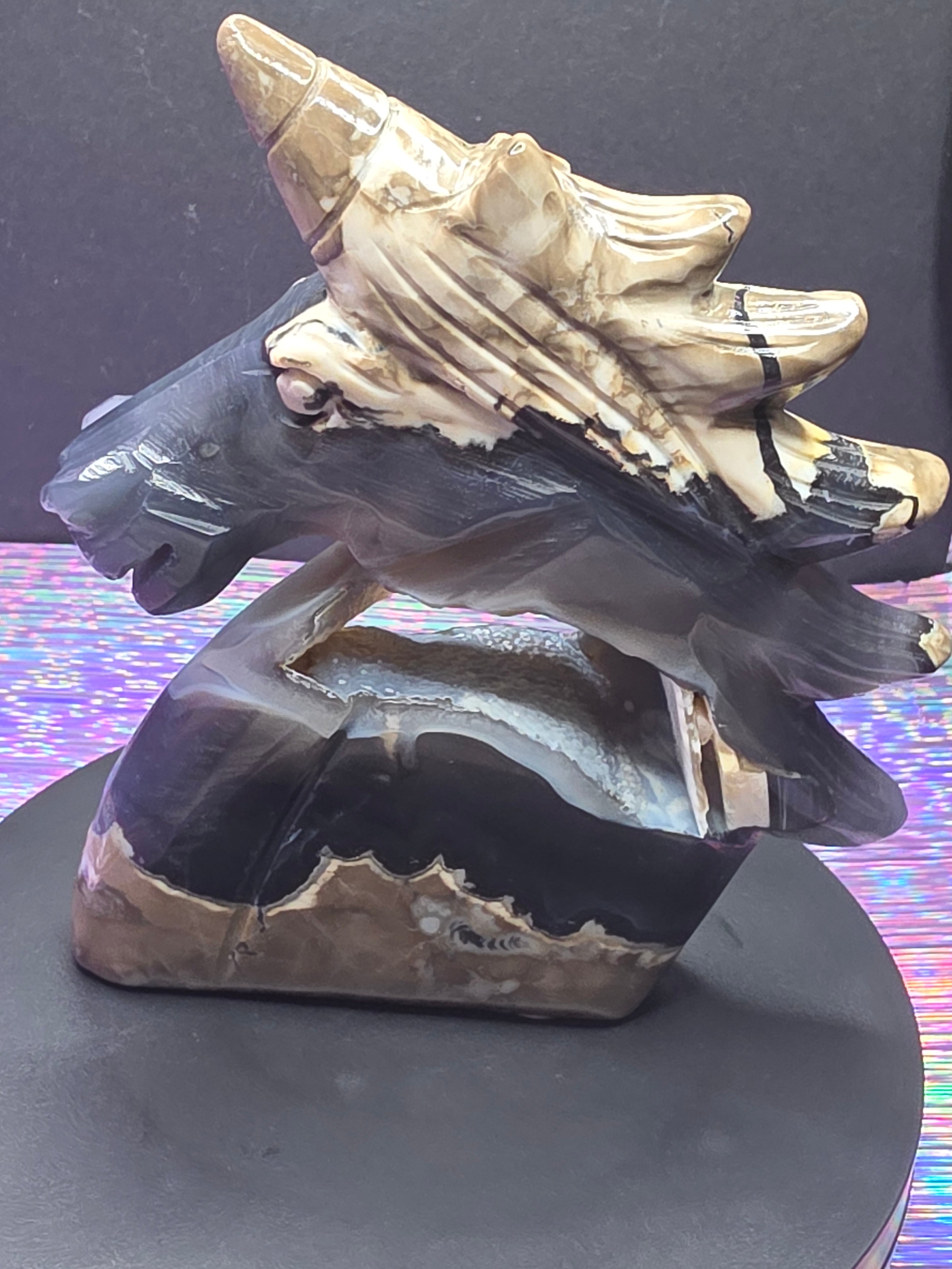 Volcano Agate Unicorn Head