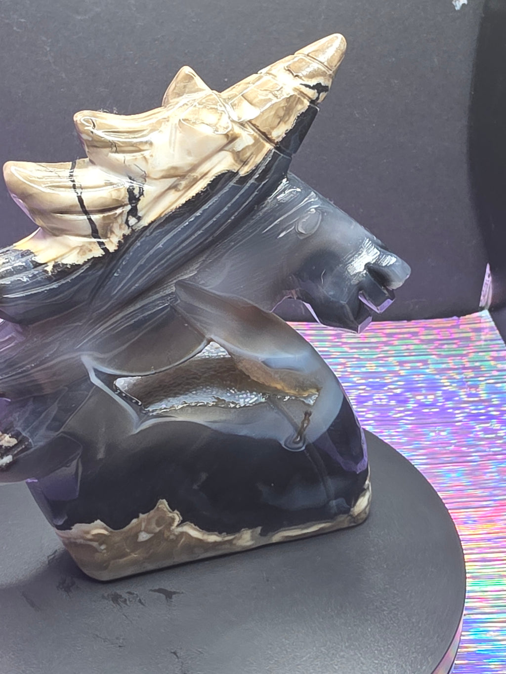 Volcano Agate Unicorn Head