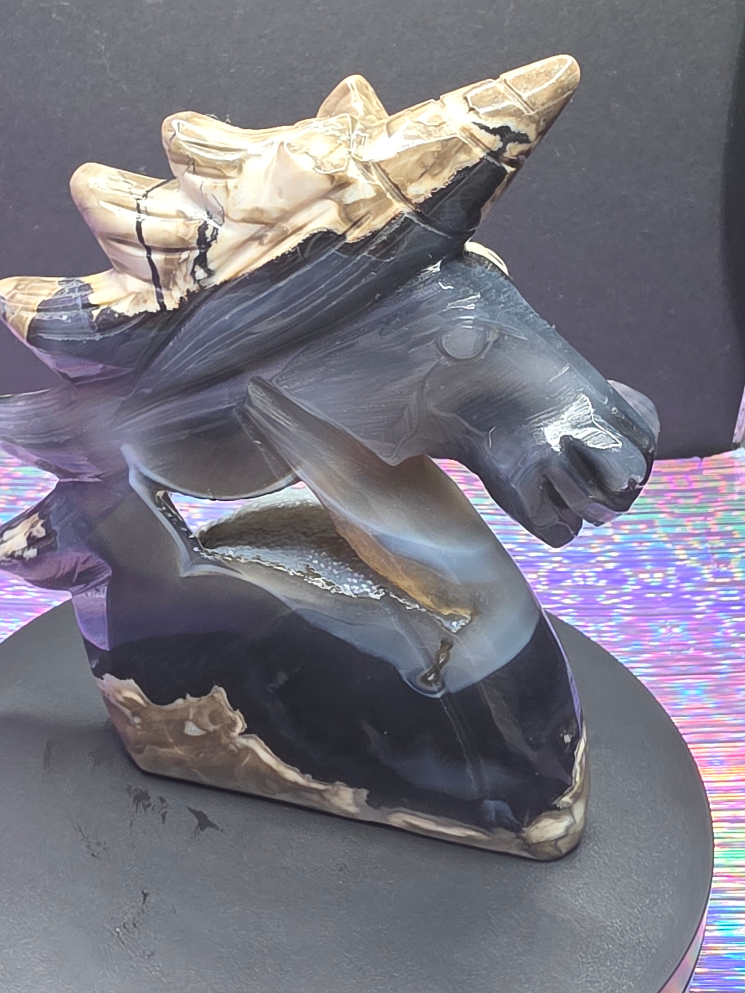 Volcano Agate Unicorn Head