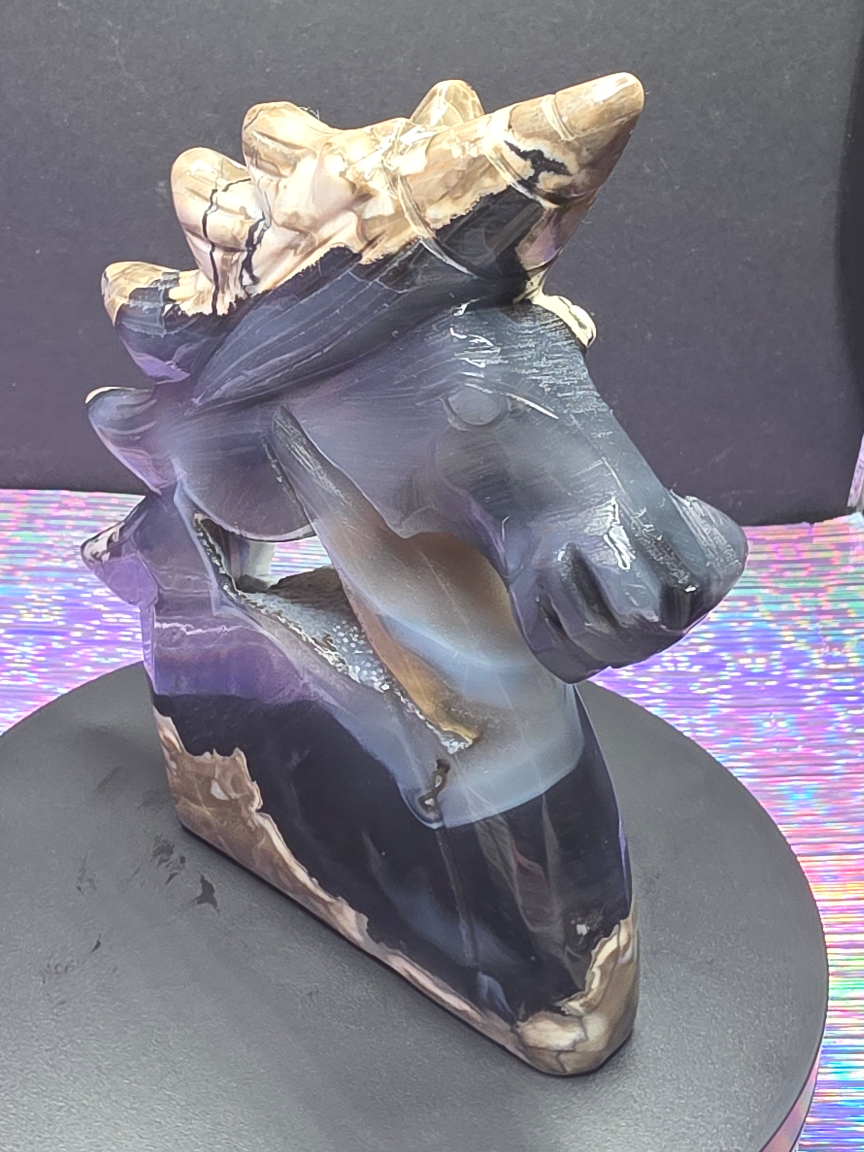 Volcano Agate Unicorn Head