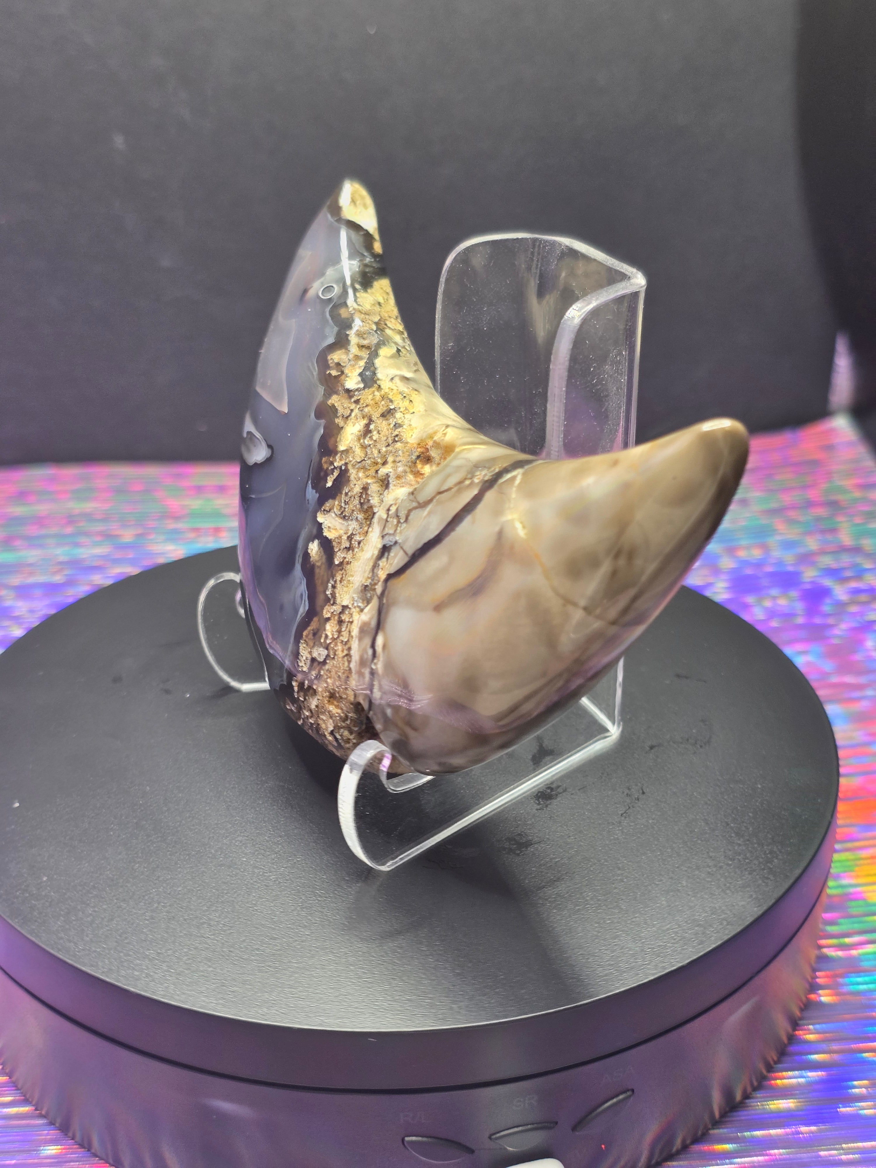 Volcano Agate Moon with Stand
