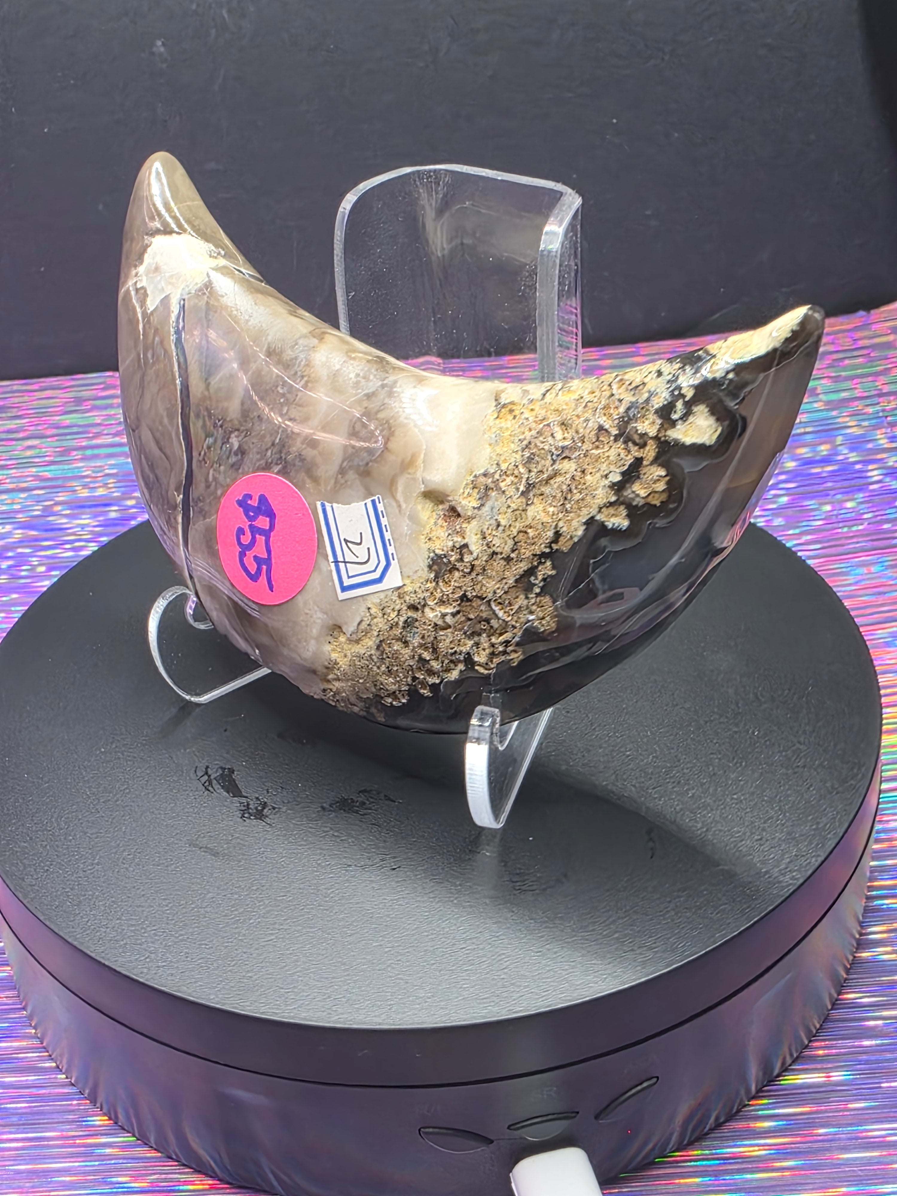 Volcano Agate Moon with Stand