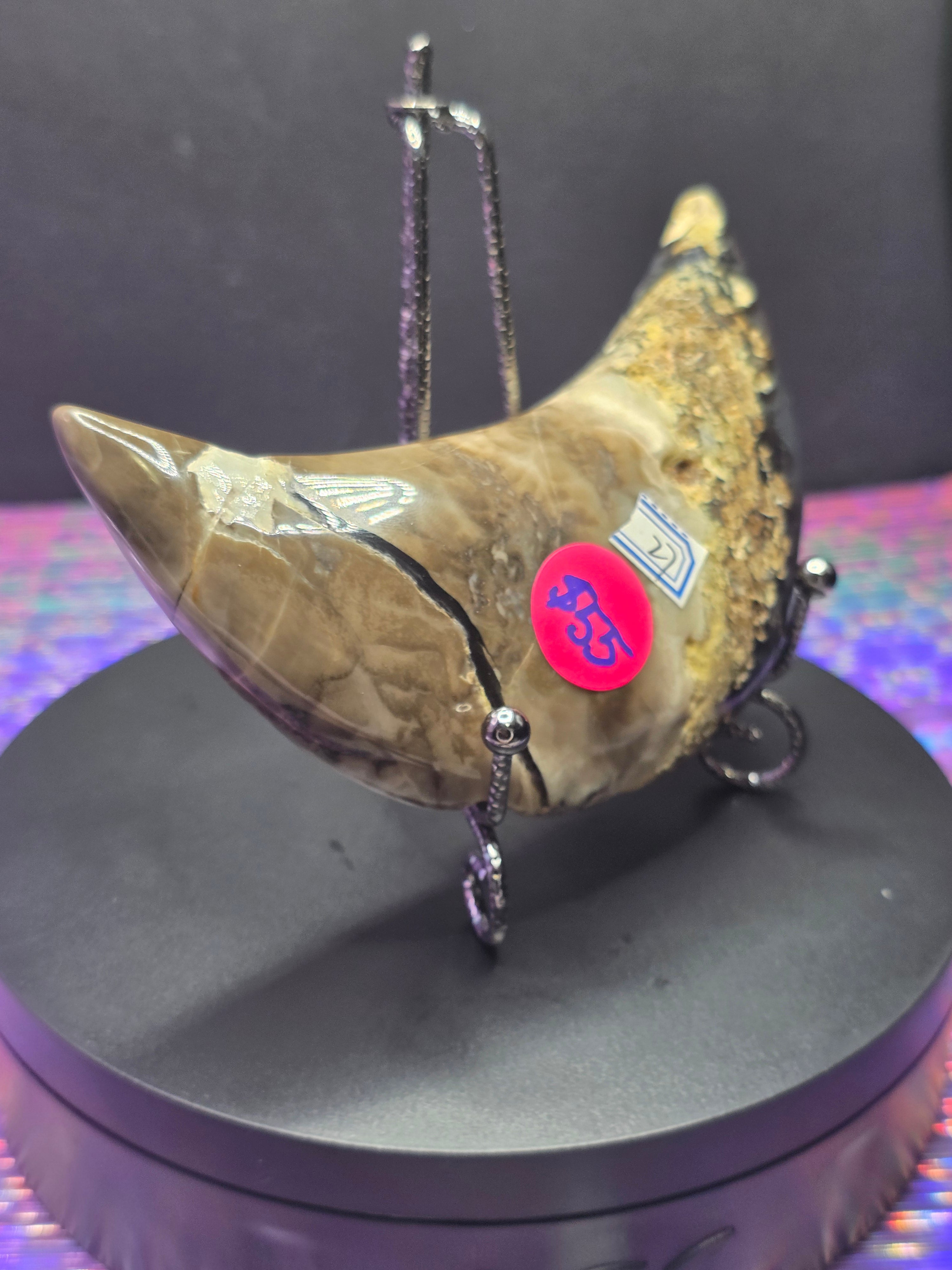 Volcano Agate Moon with Stand