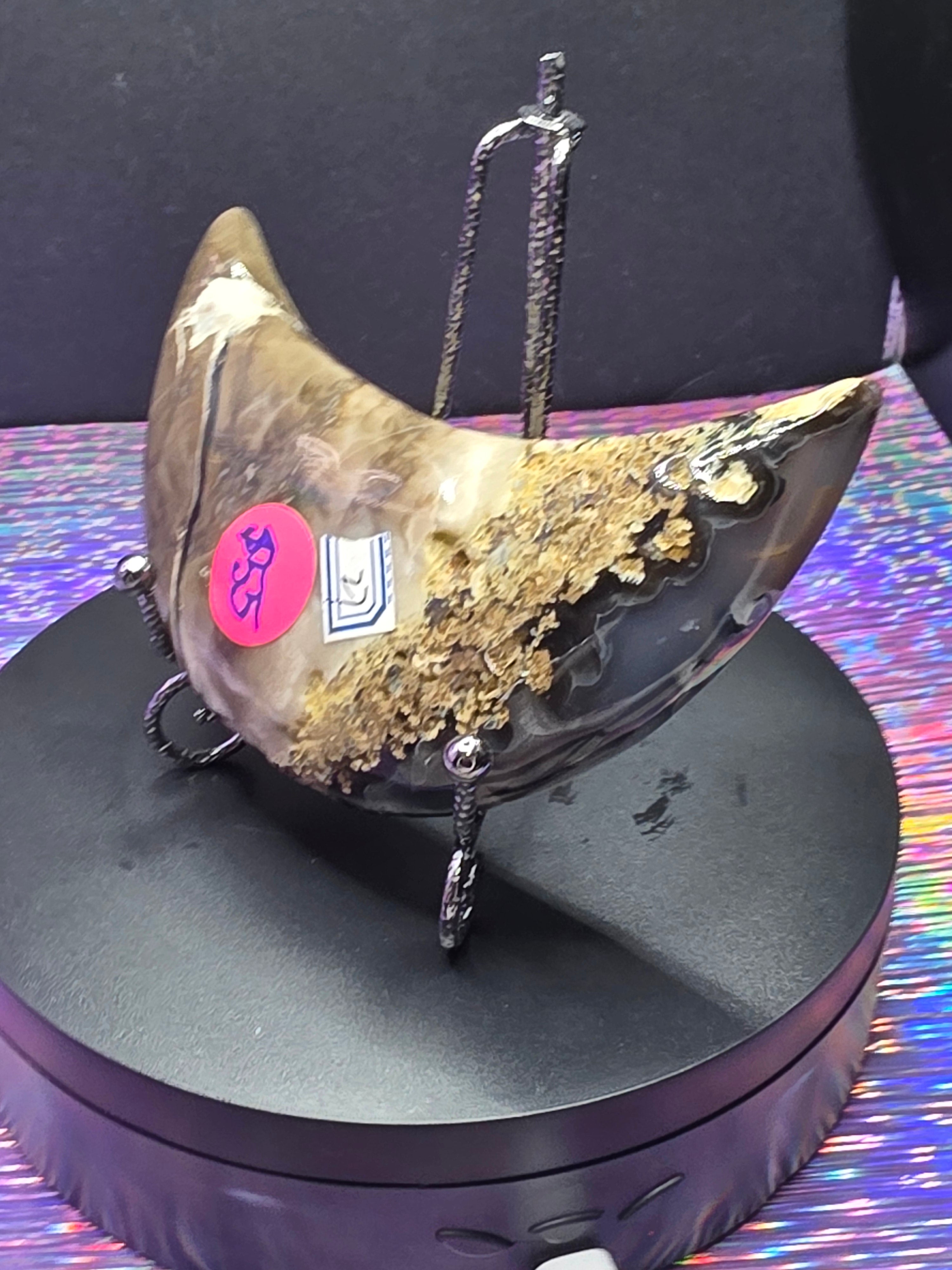 Volcano Agate Moon with Stand