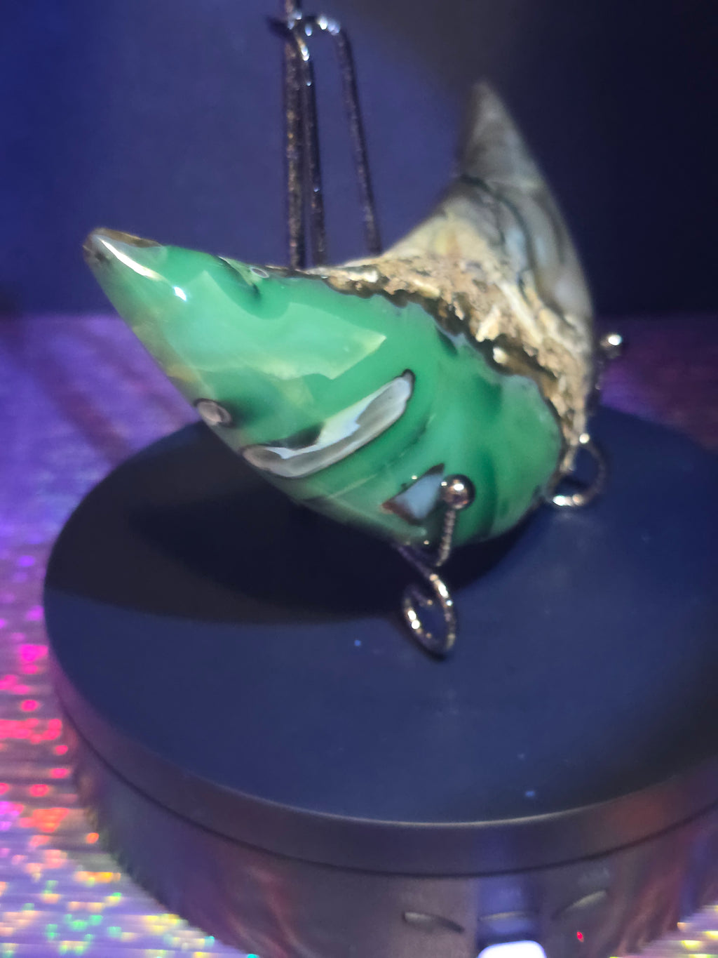 Volcano Agate Moon with Stand