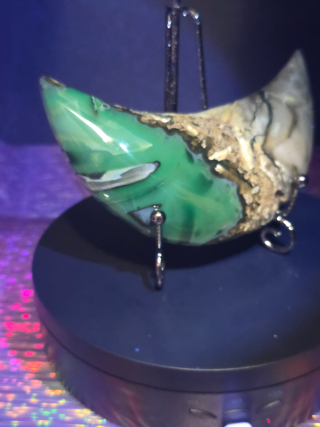 Volcano Agate Moon with Stand