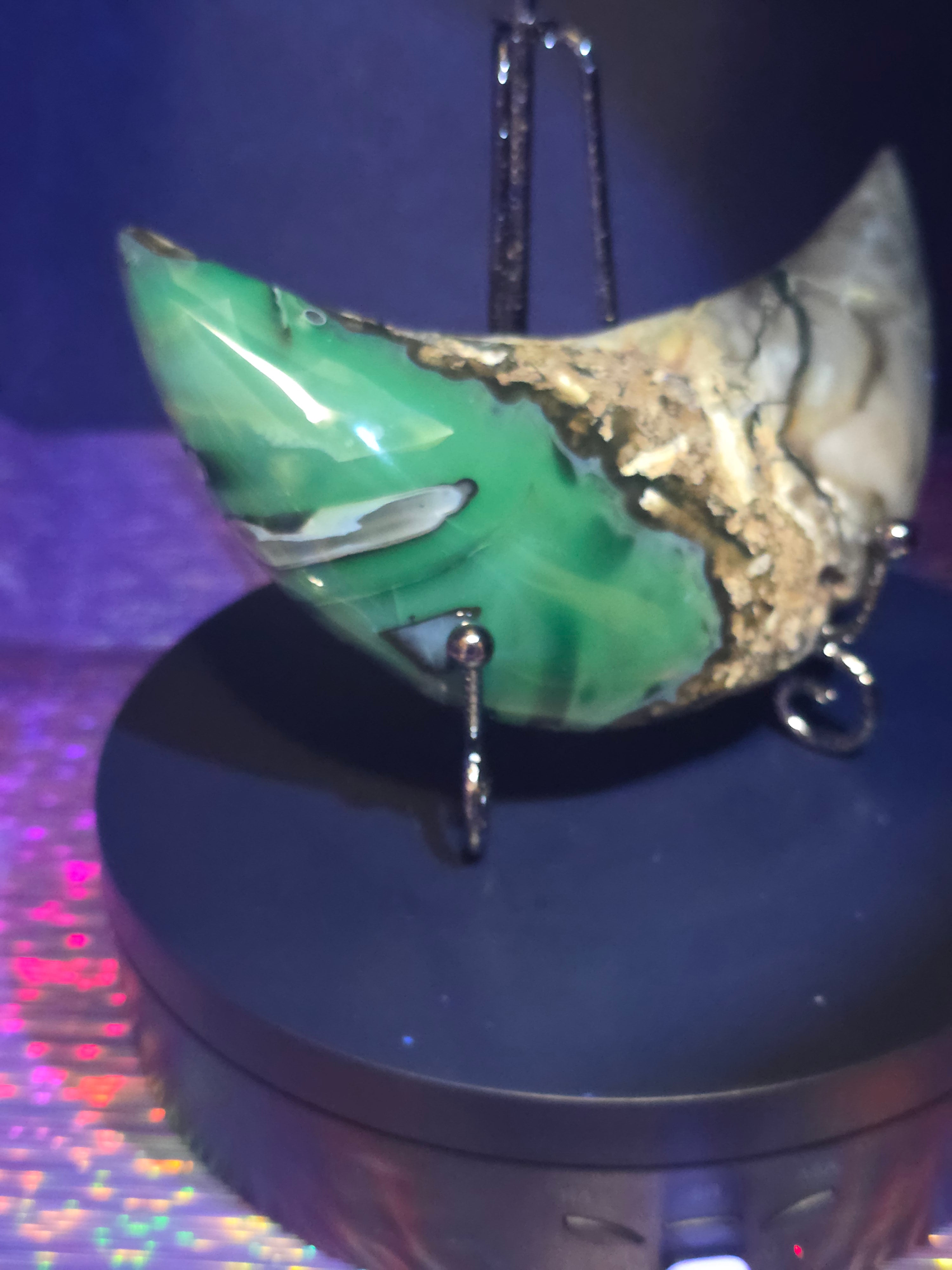 Volcano Agate Moon with Stand