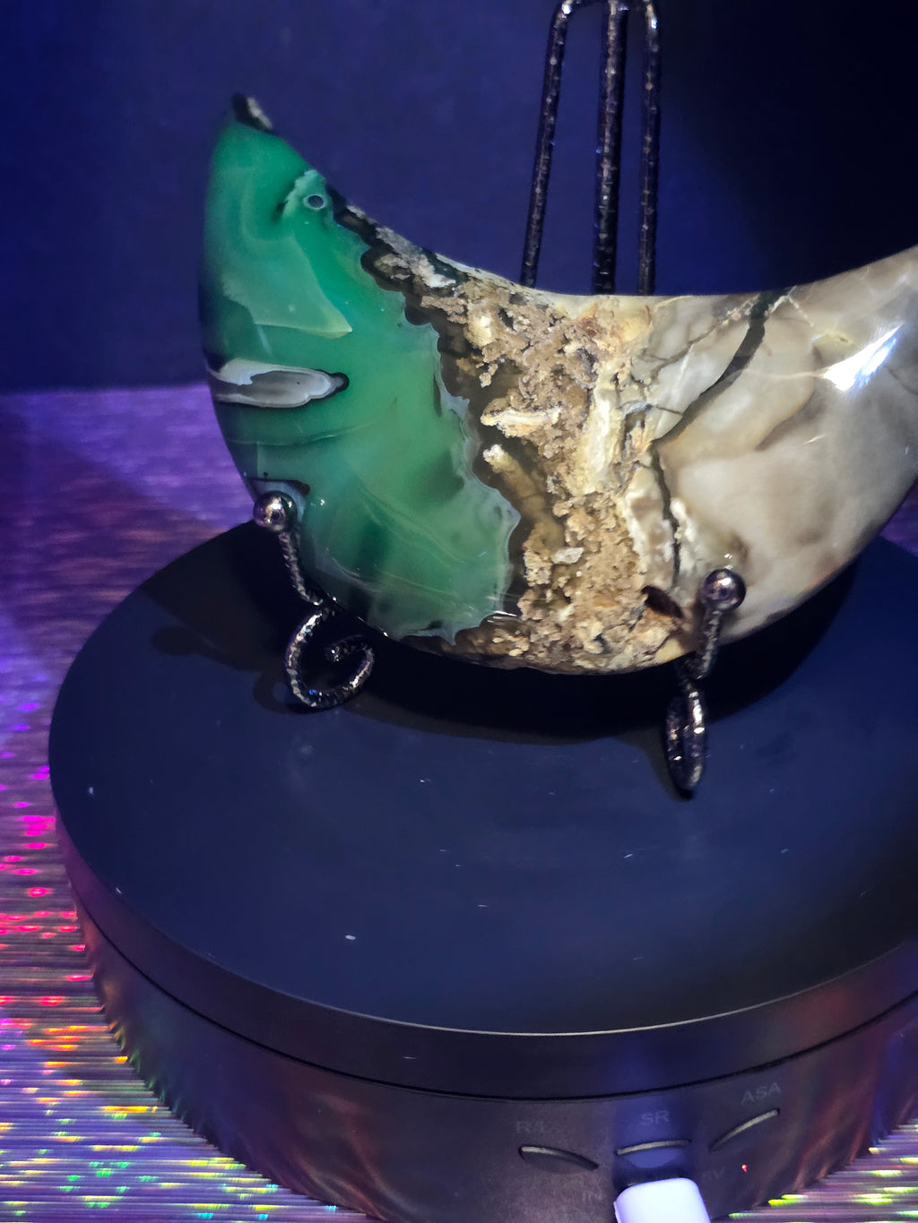Volcano Agate Moon with Stand