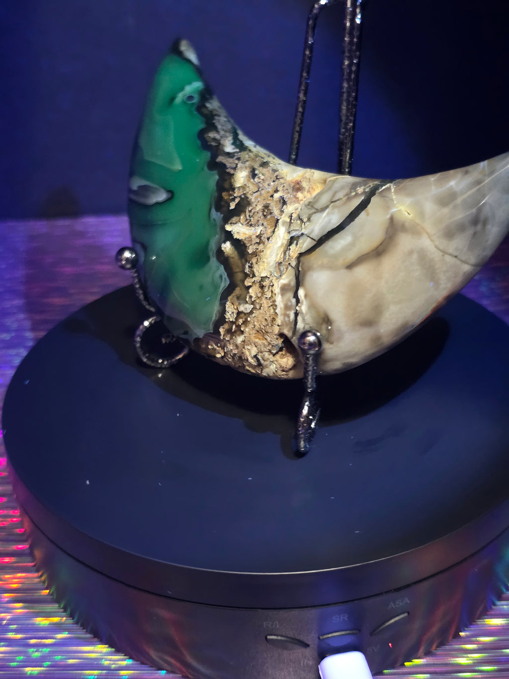 Volcano Agate Moon with Stand