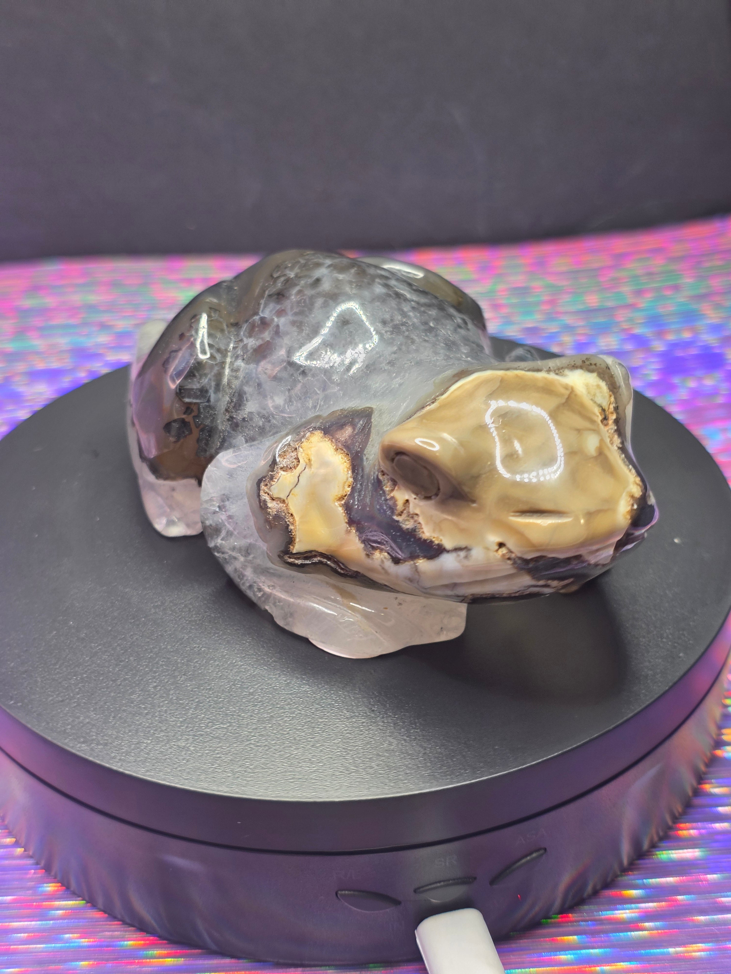 Volcano Agate Frog Carving