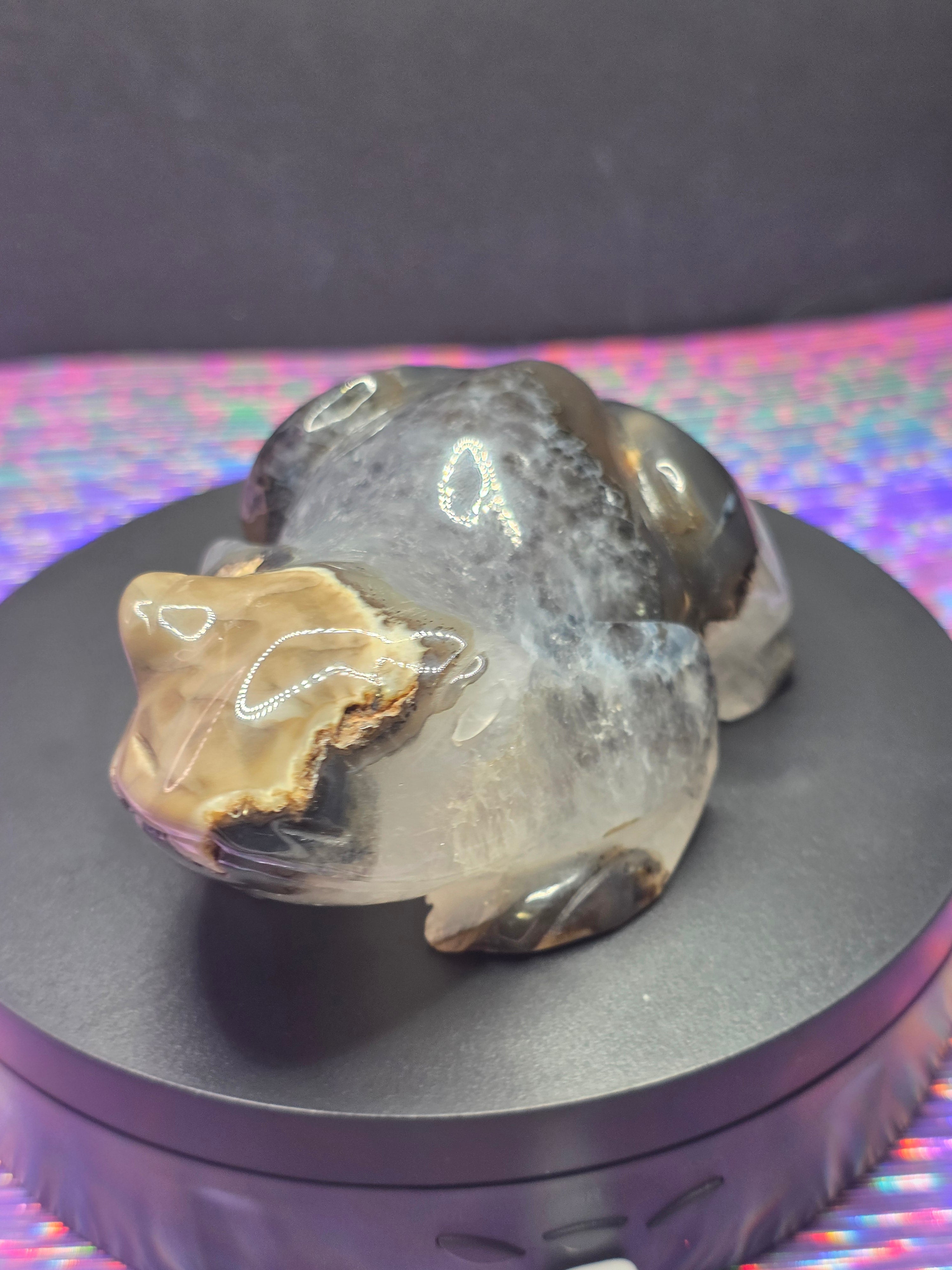 Volcano Agate Frog Carving
