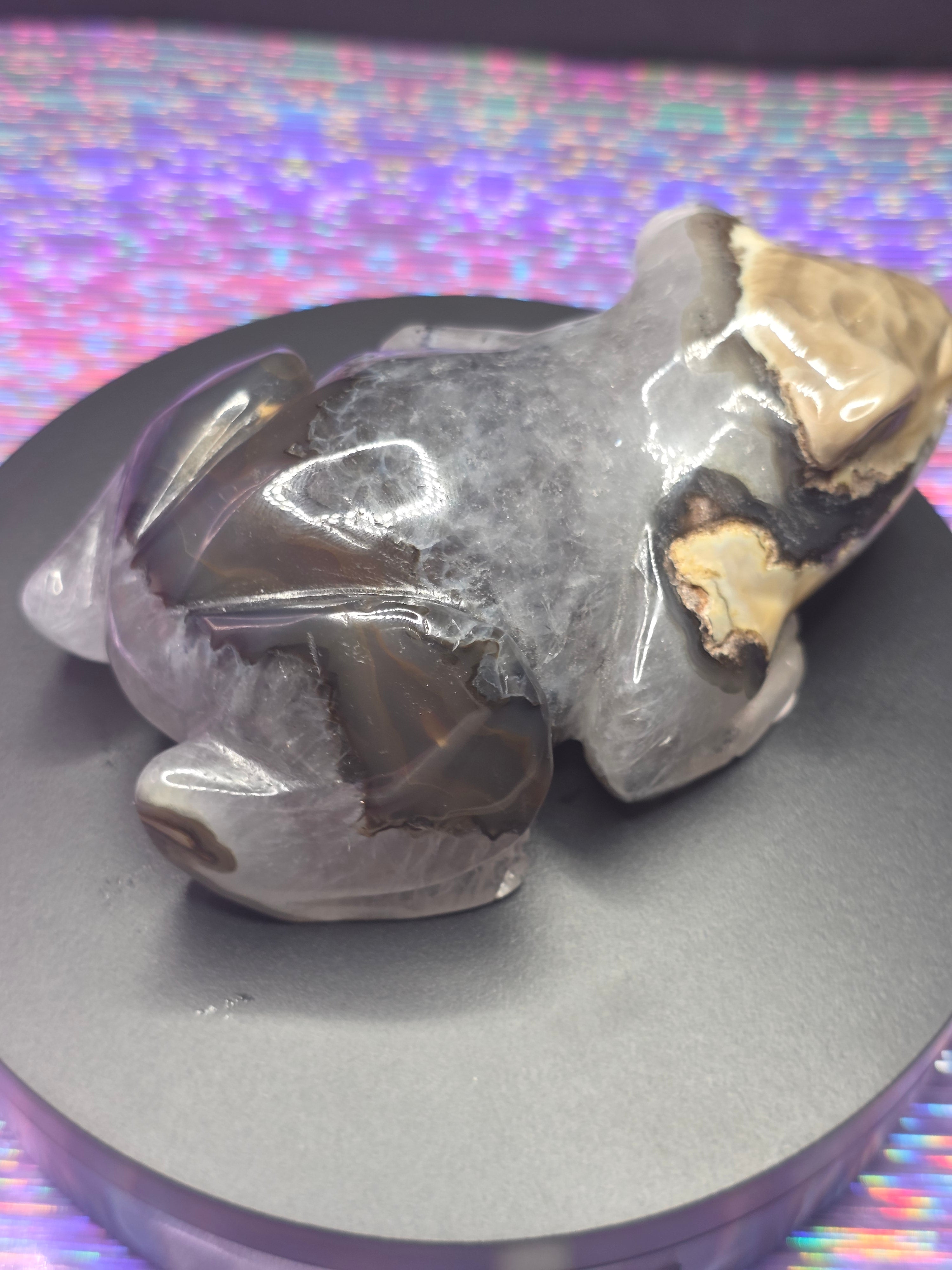 Volcano Agate Frog Carving
