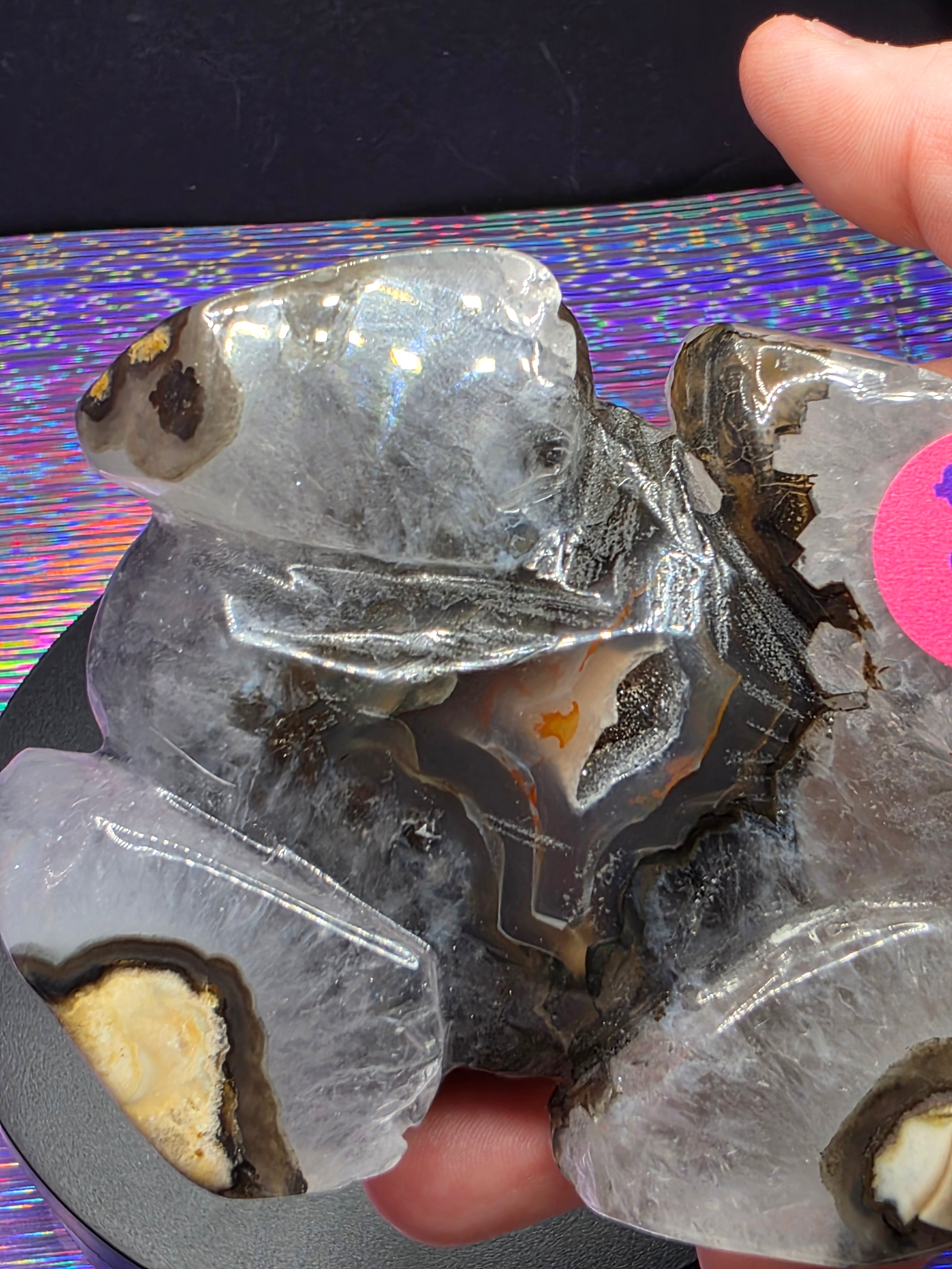 Volcano Agate Frog Carving