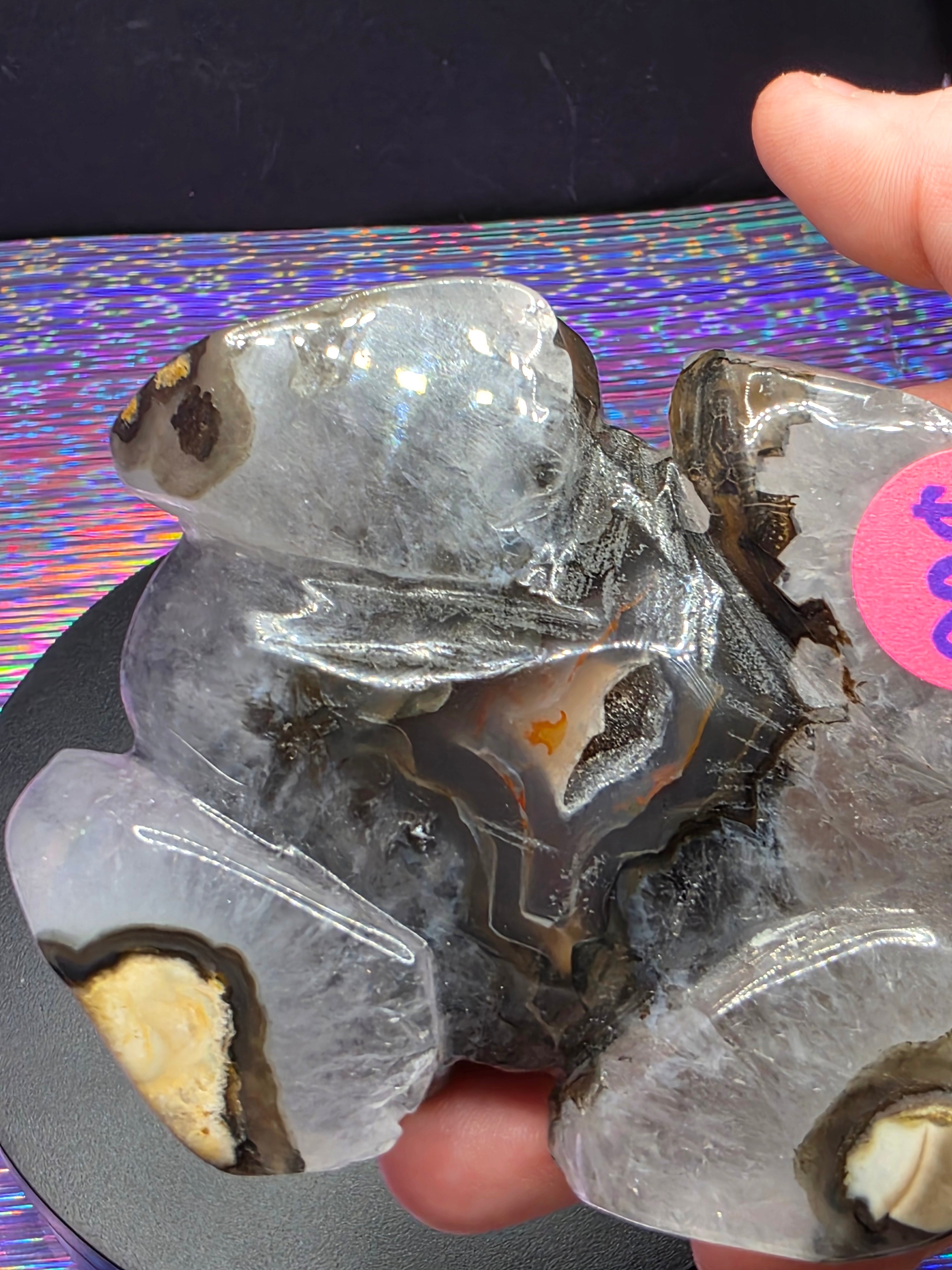 Volcano Agate Frog Carving