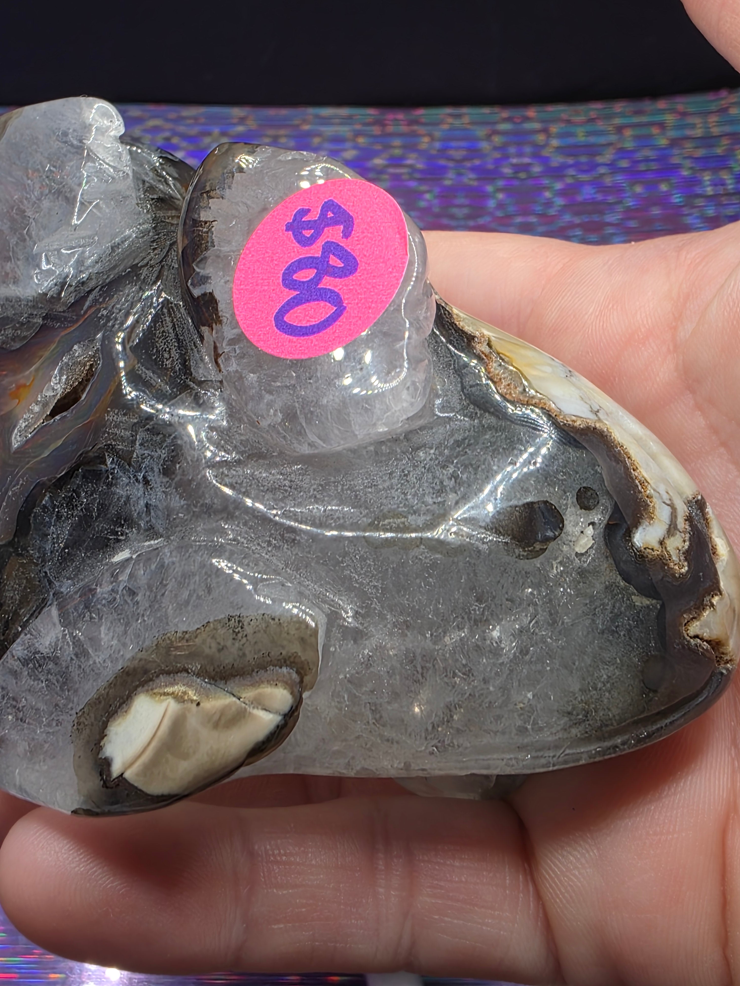 Volcano Agate Frog Carving