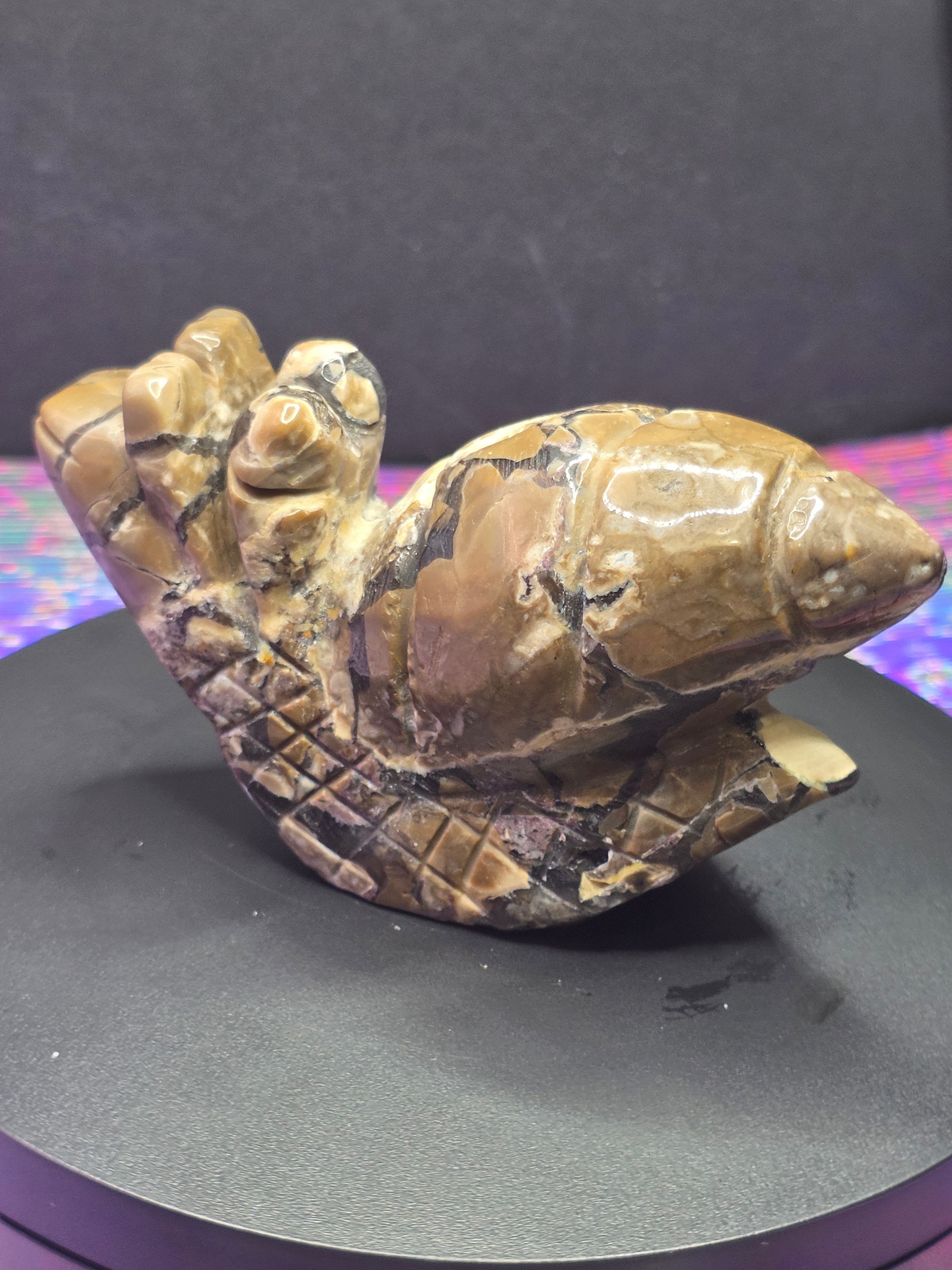 Volcano Agate Snail Carving A