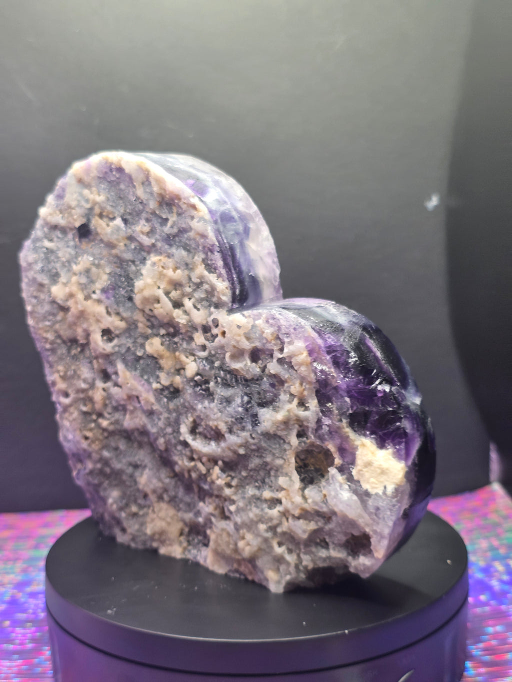 Large Half Polished / Half Raw Fluorite Heart