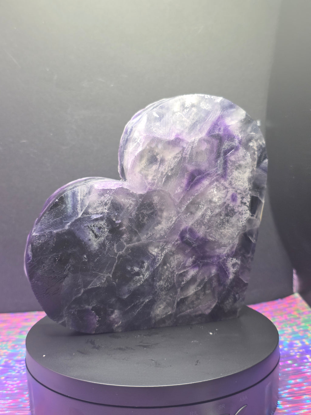 Large Half Polished / Half Raw Fluorite Heart