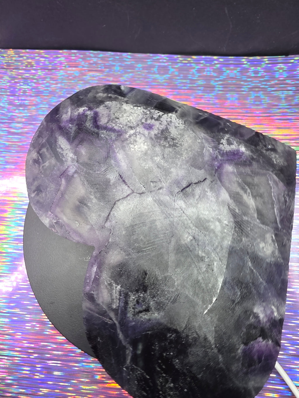 Large Half Polished / Half Raw Fluorite Heart