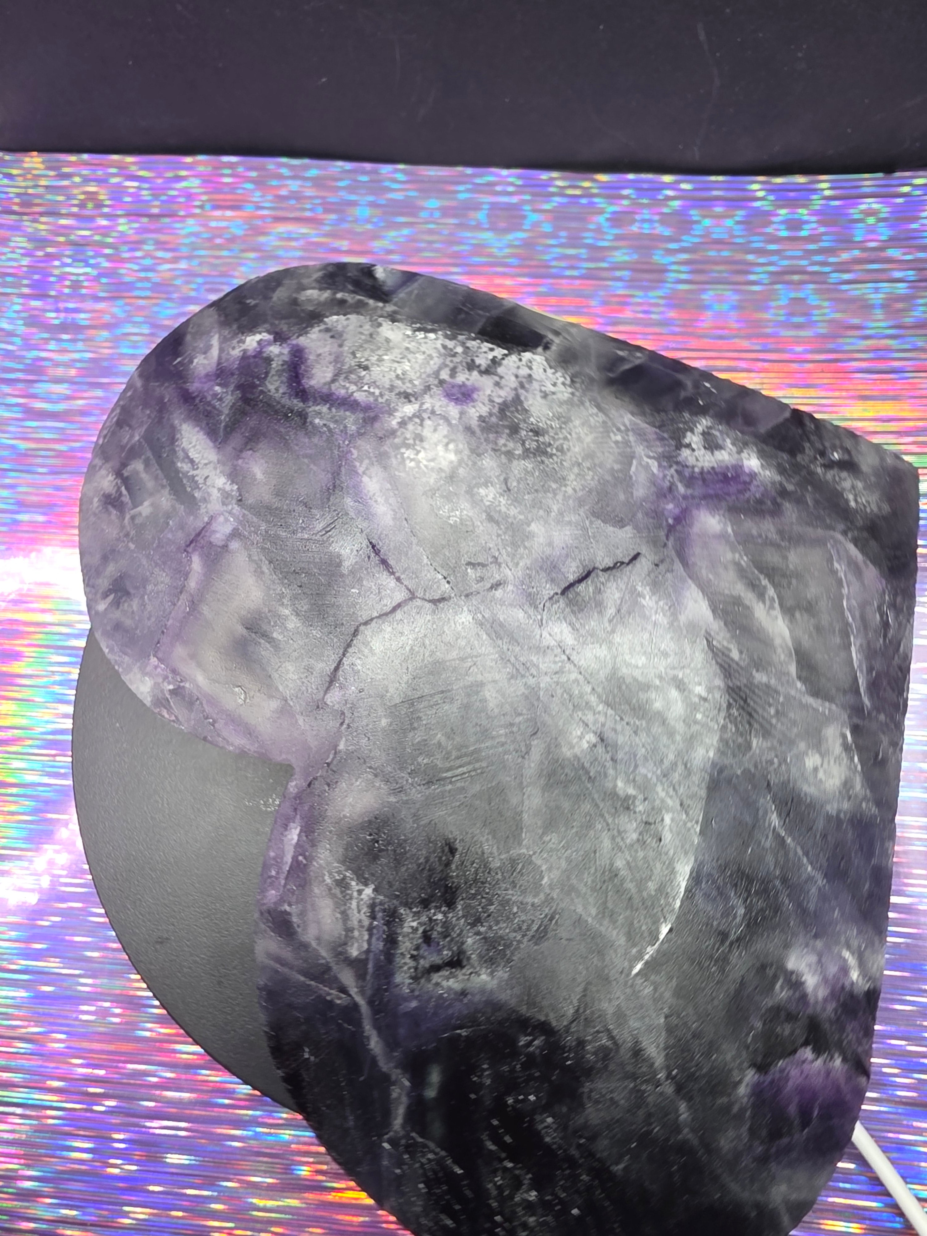 Large Half Polished / Half Raw Fluorite Heart