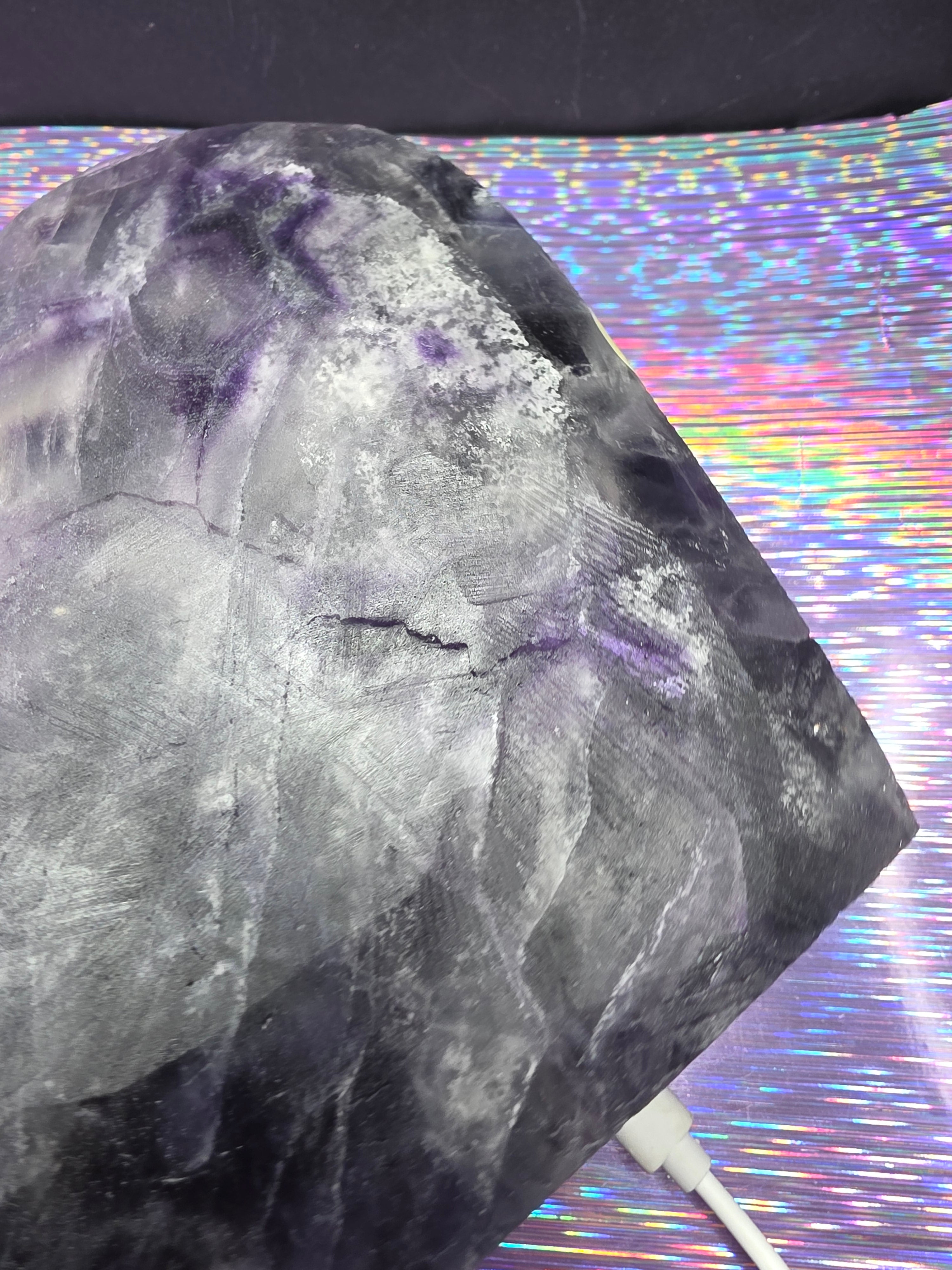 Large Half Polished / Half Raw Fluorite Heart