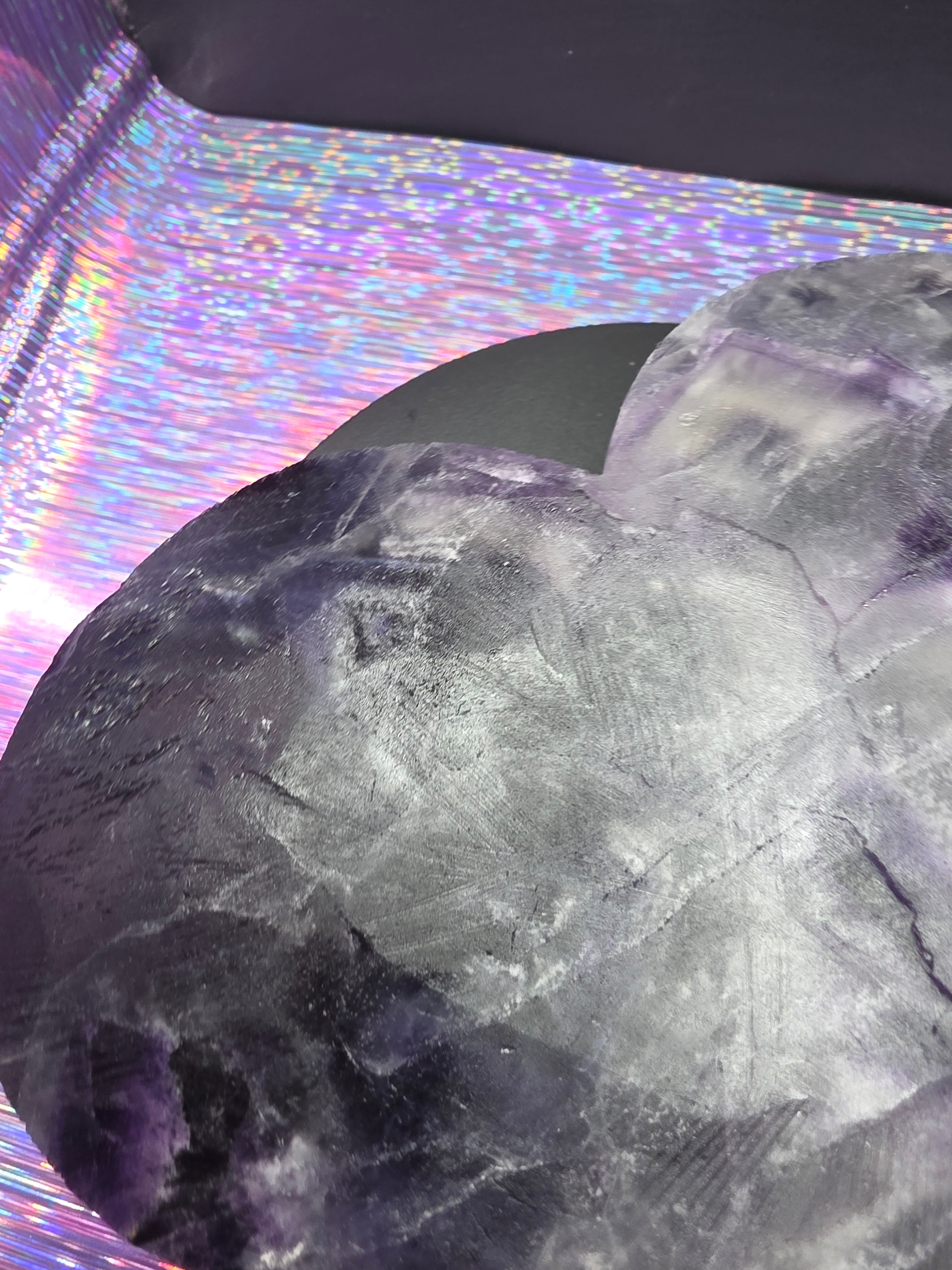 Large Half Polished / Half Raw Fluorite Heart