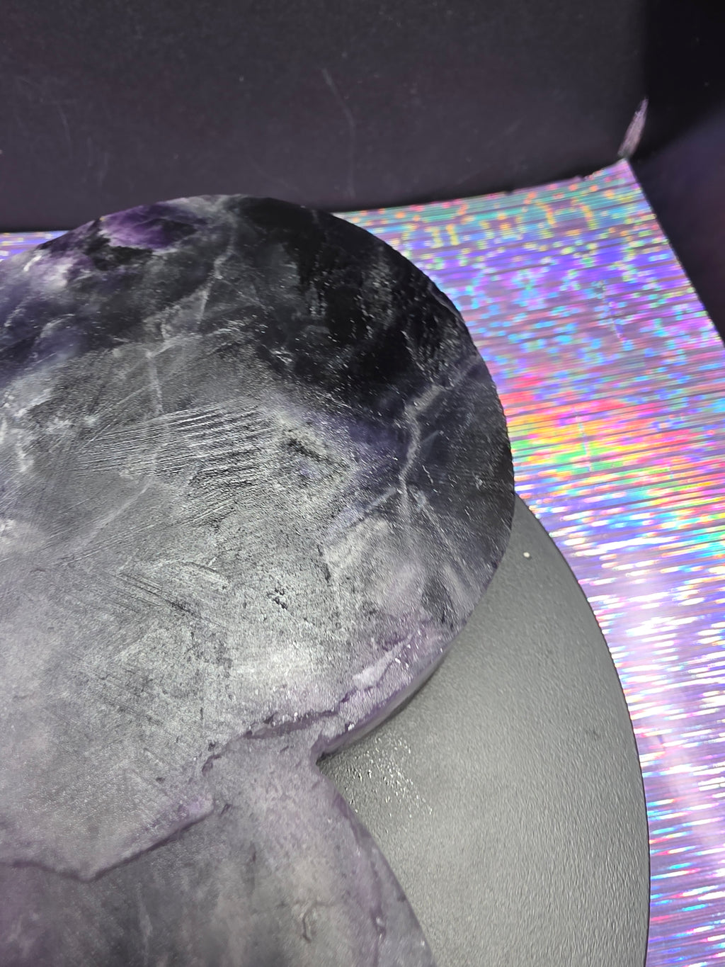Large Half Polished / Half Raw Fluorite Heart