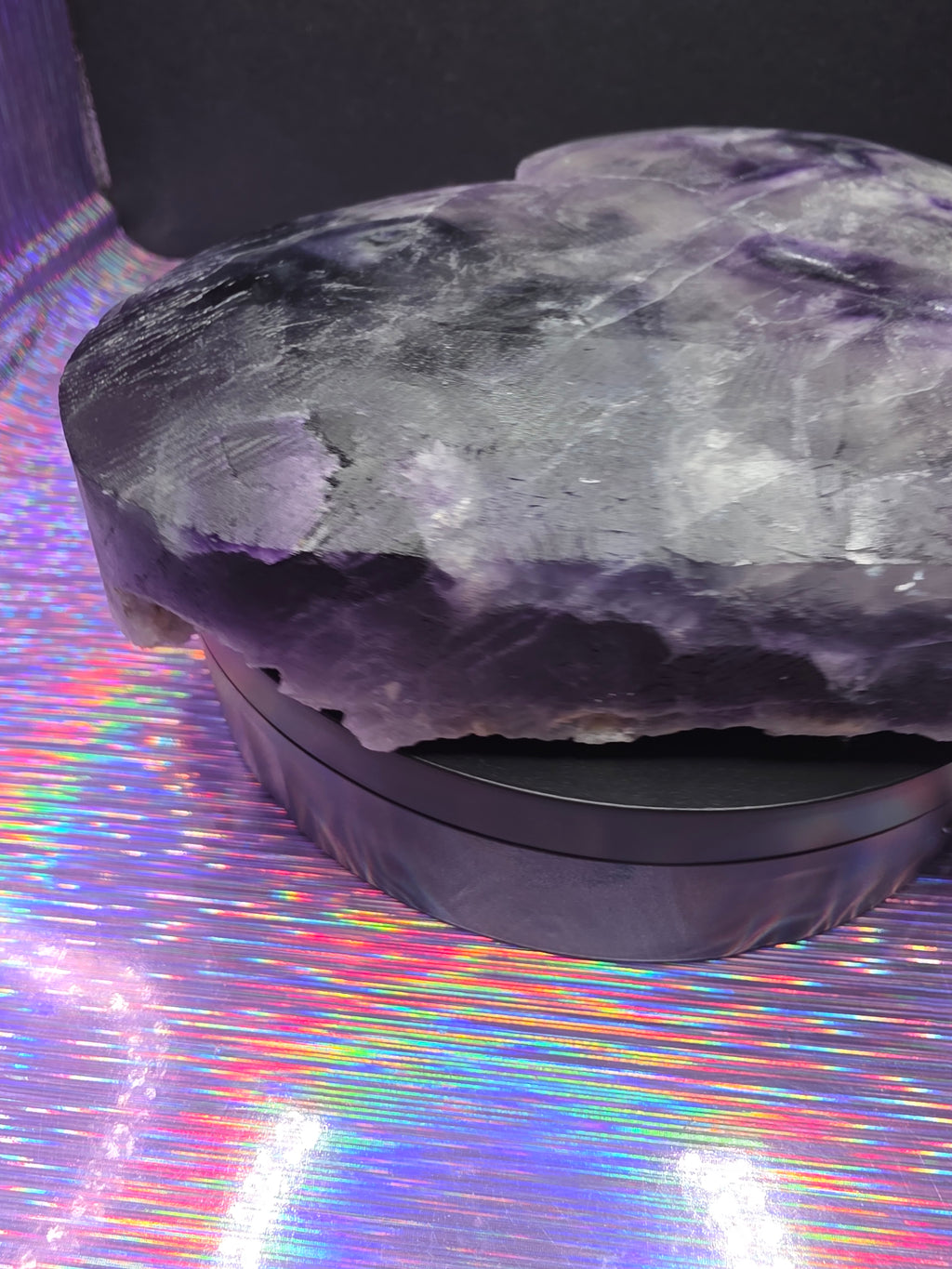 Large Half Polished / Half Raw Fluorite Heart