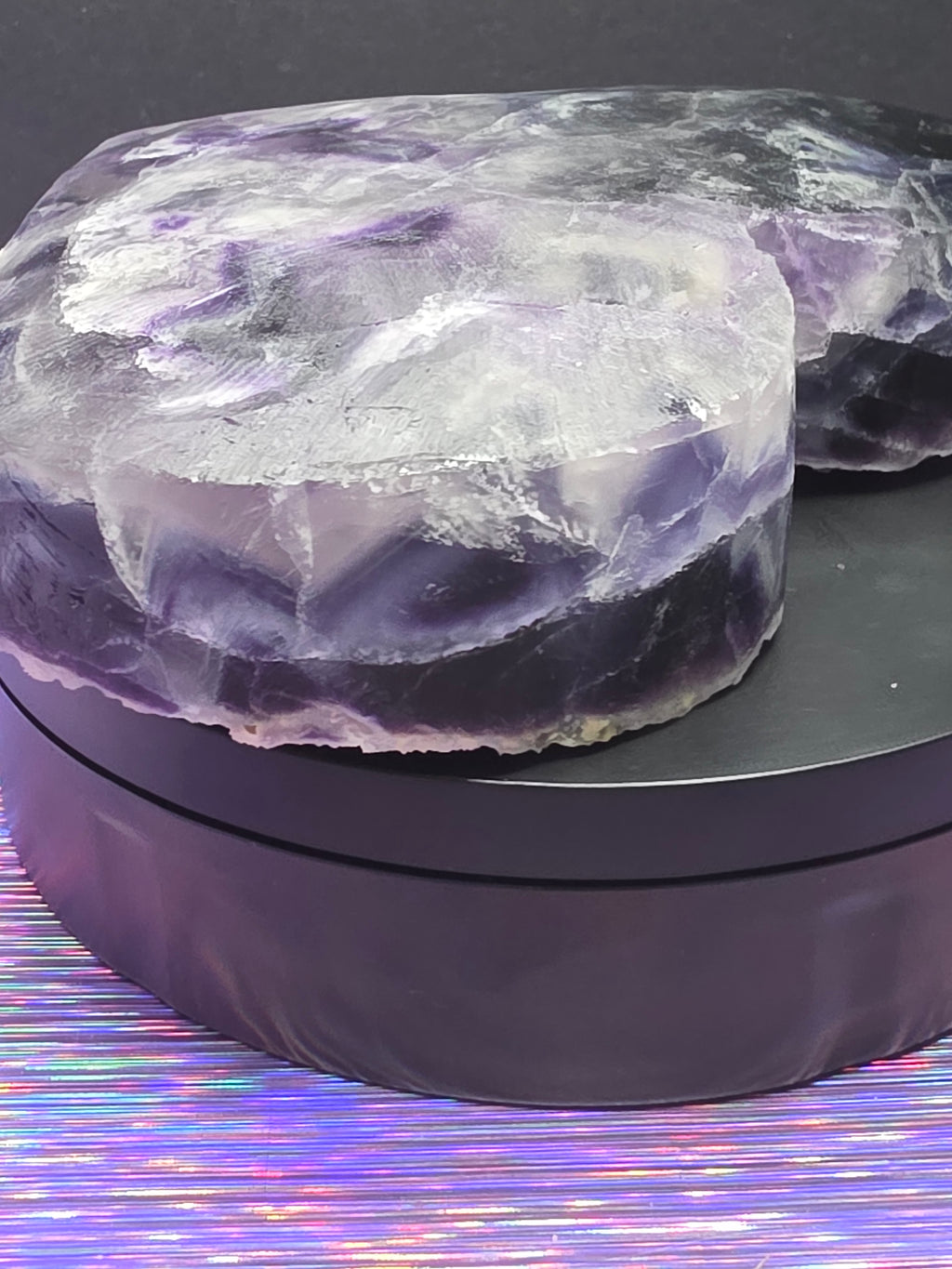 Large Half Polished / Half Raw Fluorite Heart